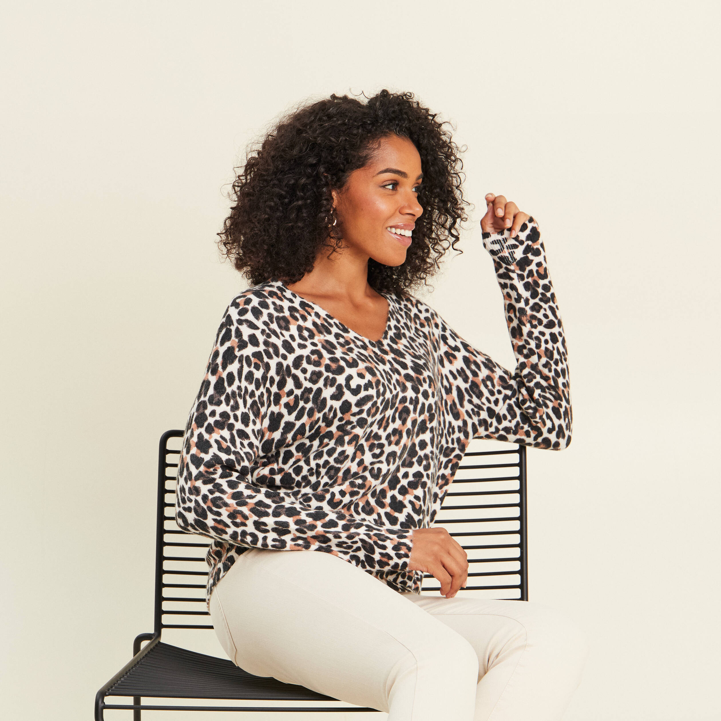 Pull manches longues bleu gris femme