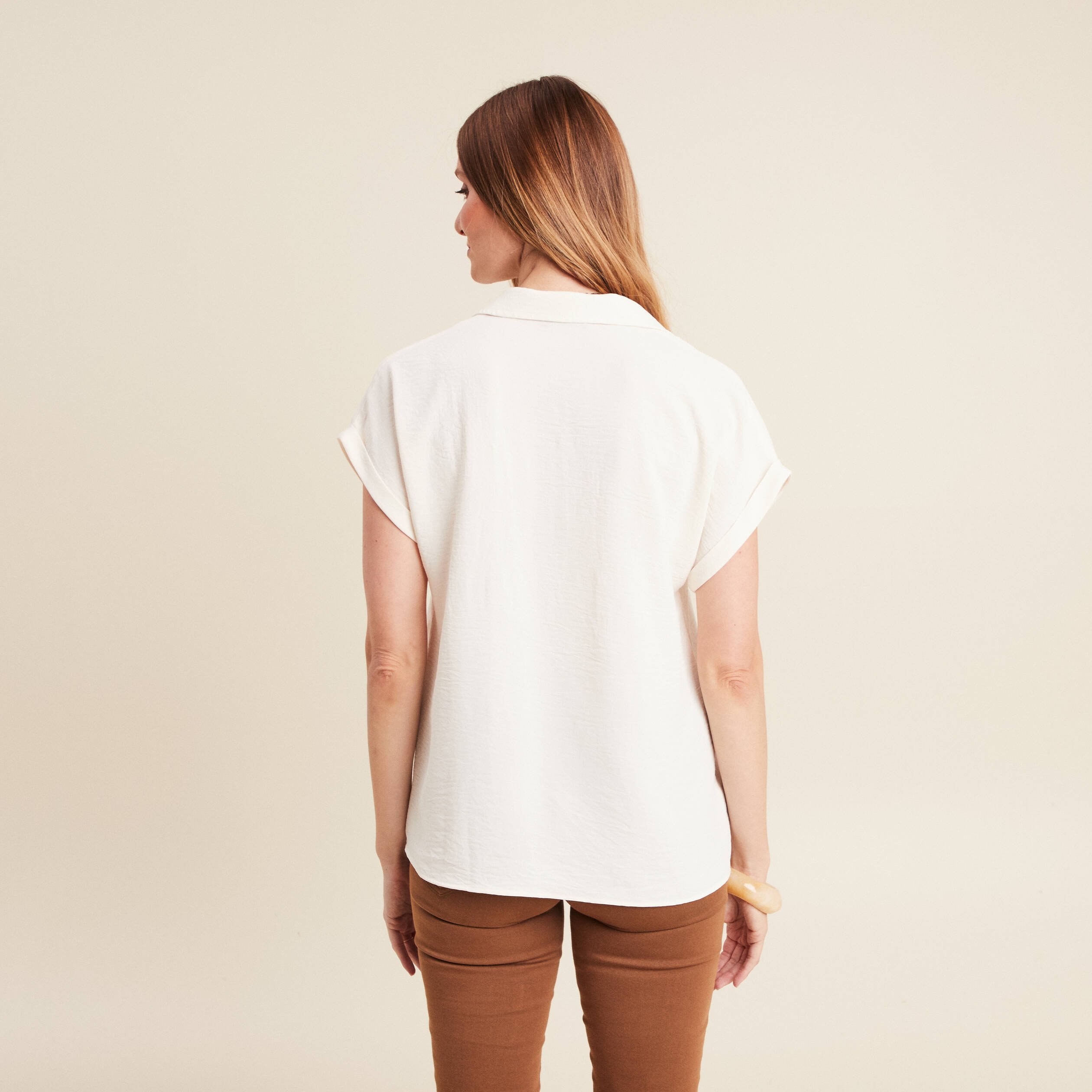 blouse manches courtes ecru femme Blouse manches courtes ecru femme