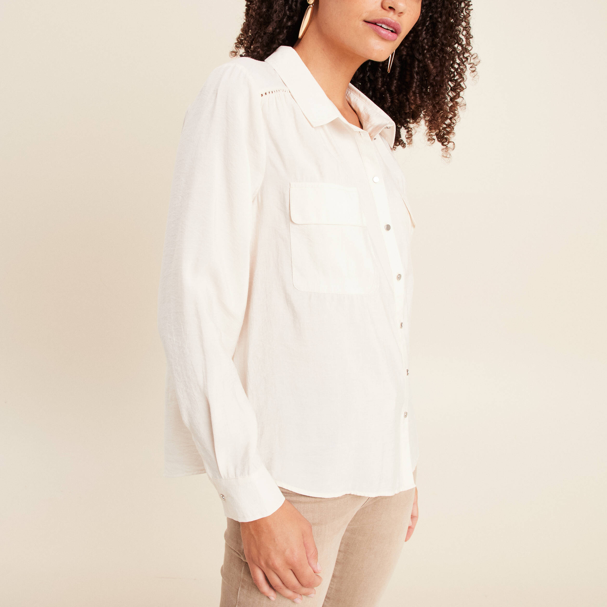 Chemisier Chic PIERBÉ Taille 52 En écru - Manches Courtes - Excellent état