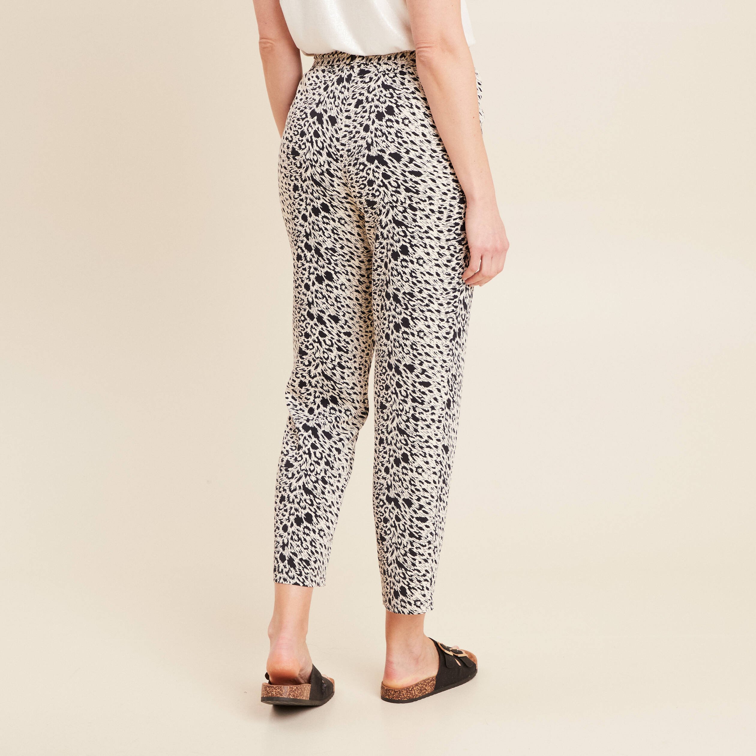 pantalon flou taille haute ivoire femme Pantalon flou taille haute ivoire femme