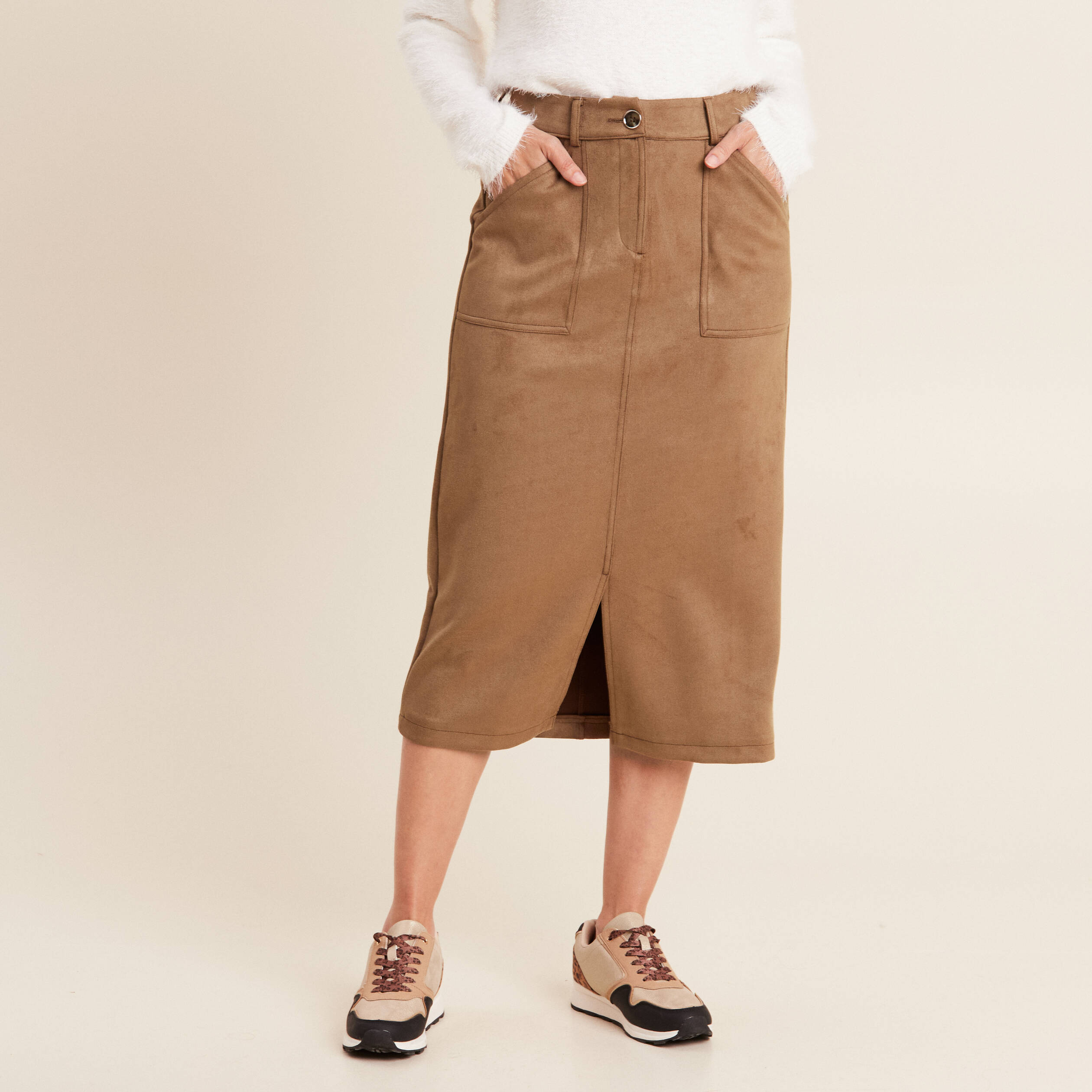 Jupe marron suedine online