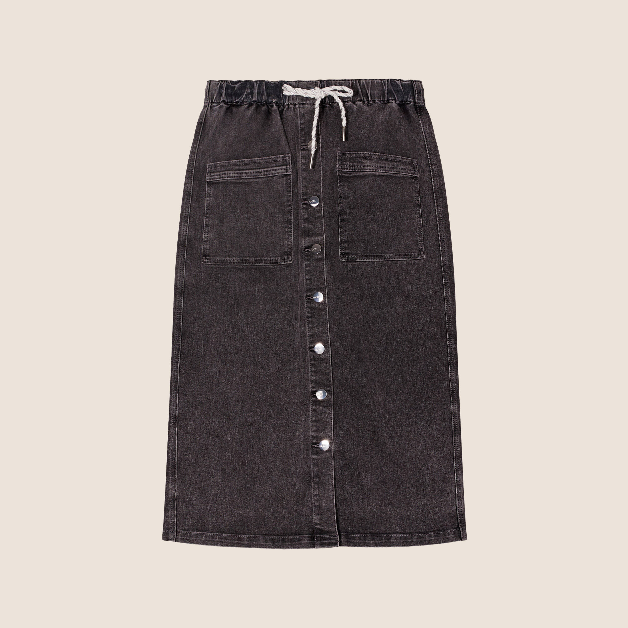 Jupe longue droite en jean denim gris femme Breal