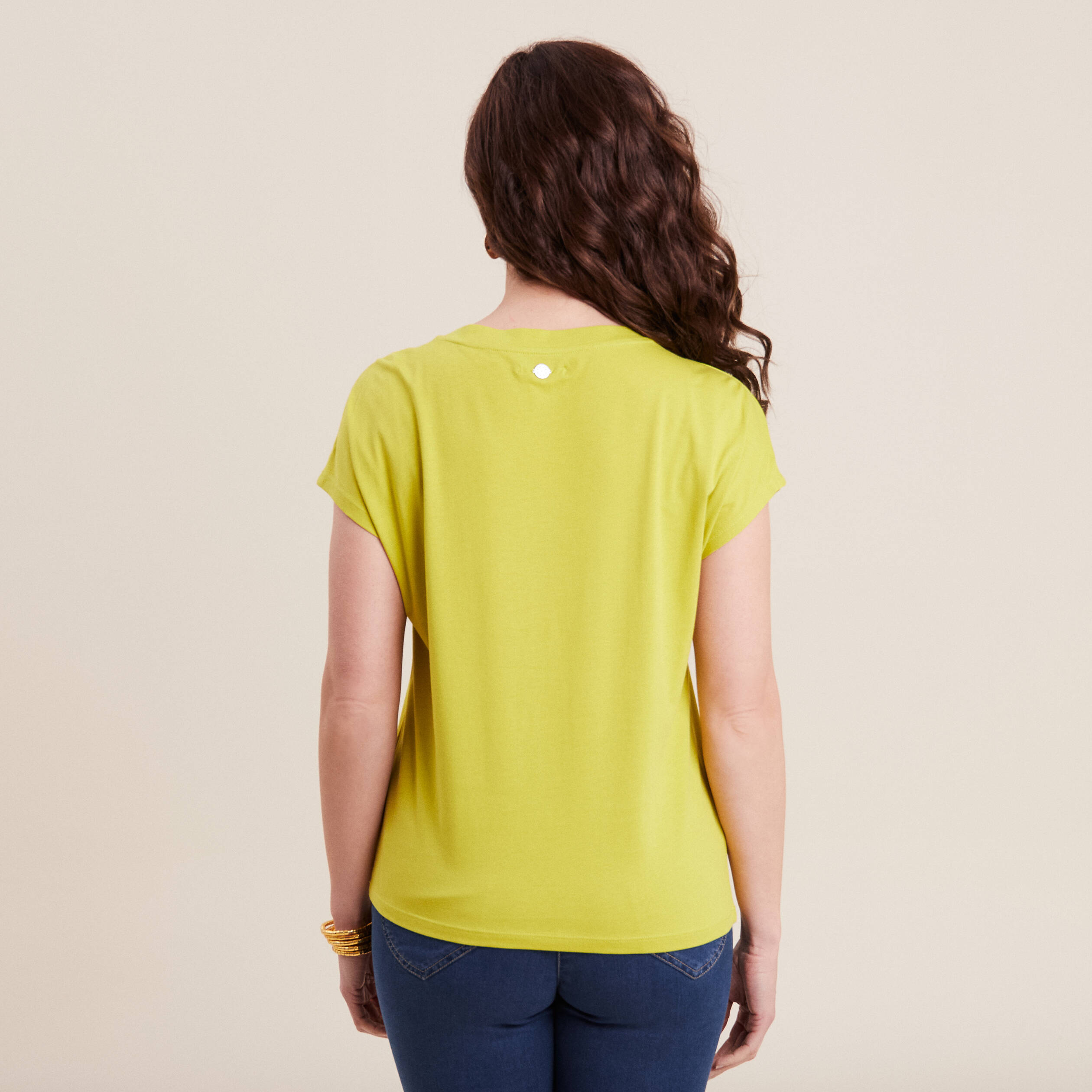 T-shirt manches courtes vert anis femme