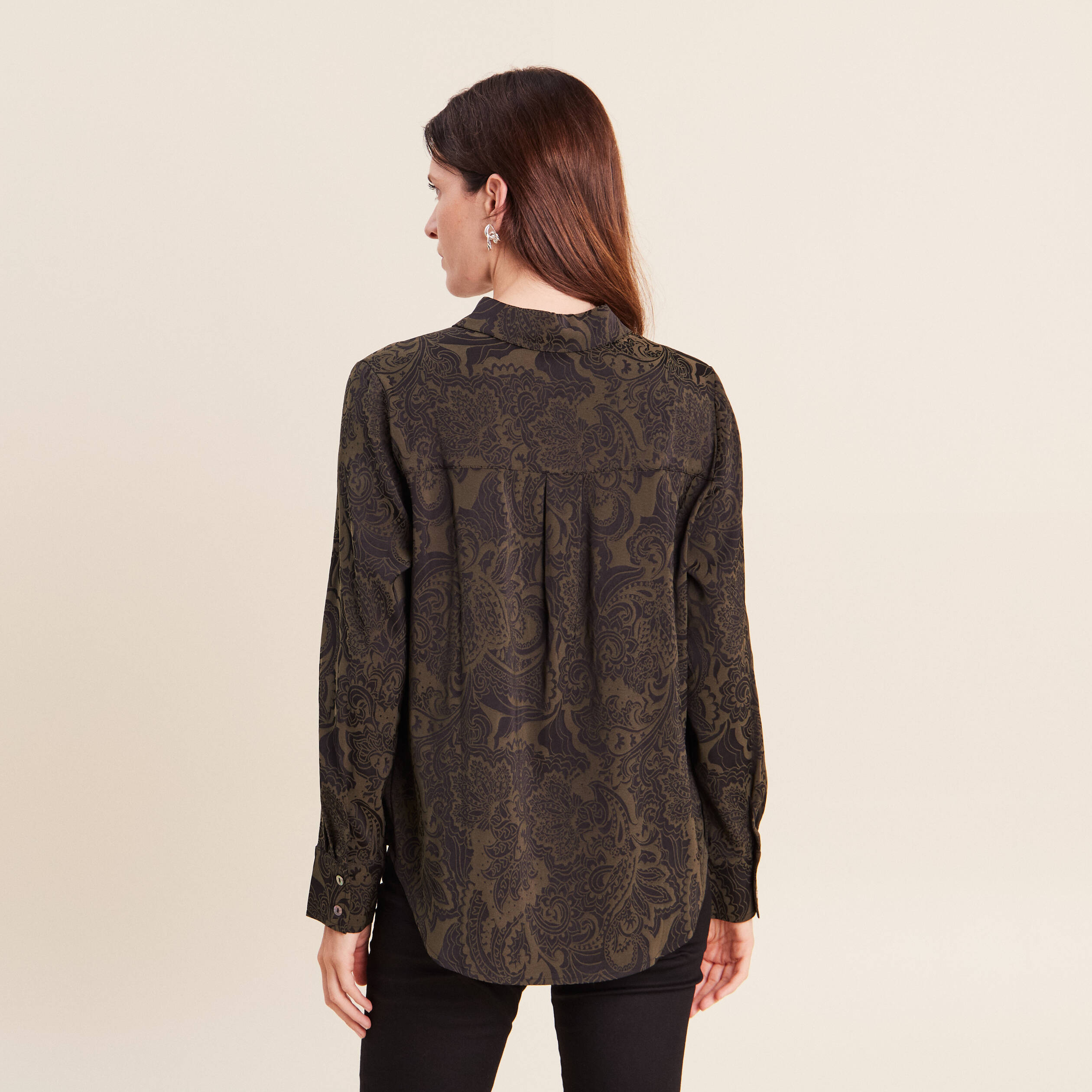 Chemise manches longues vert femme