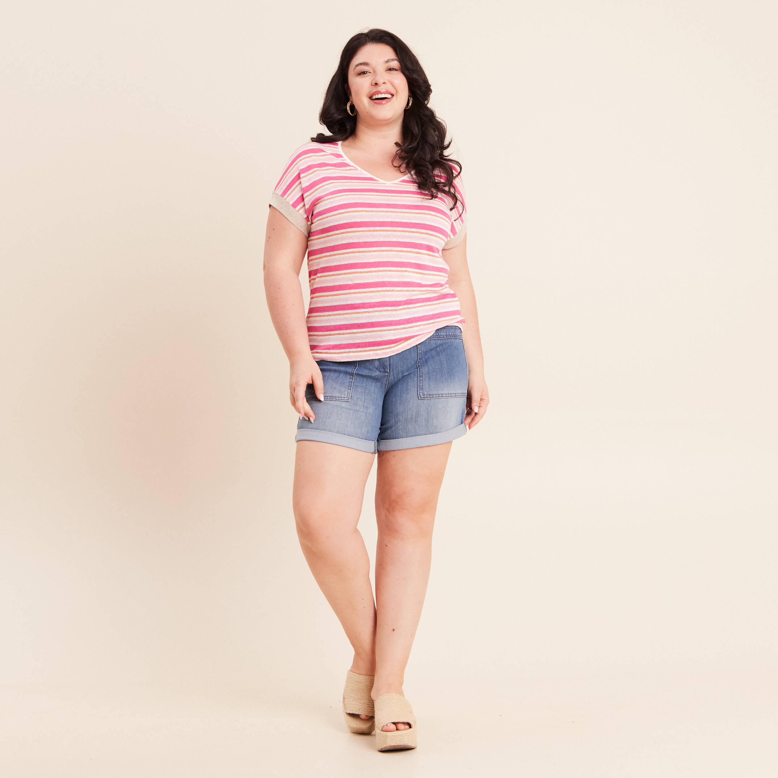 T-shirt manches courtes rose femme