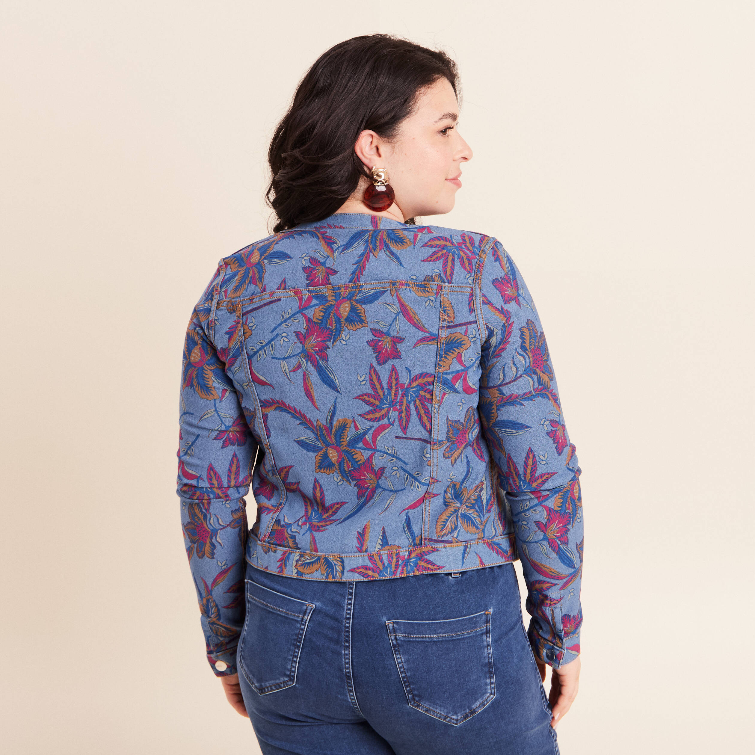 Veste r&eacute;versible cintr&eacute;e en jean bleu femme