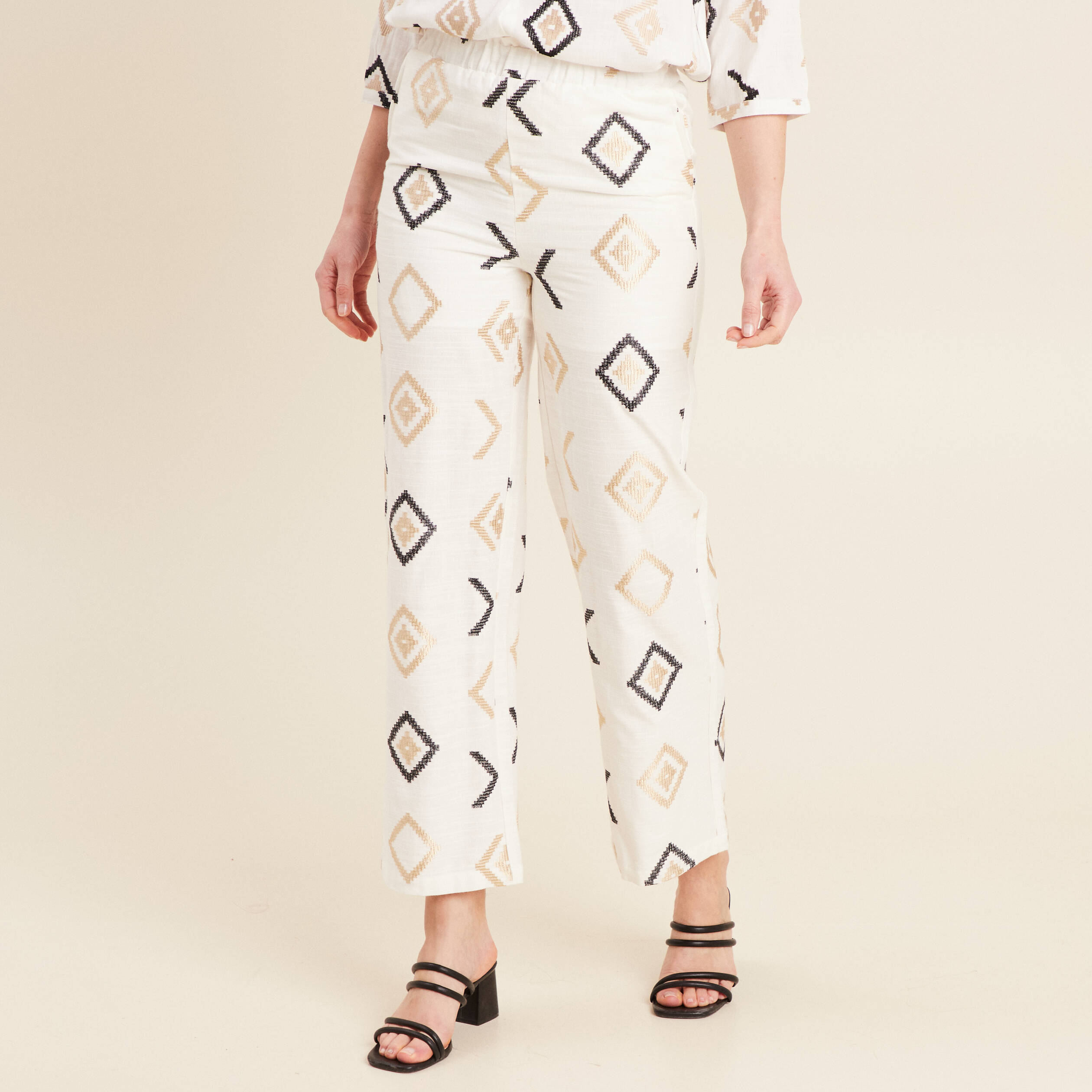Pantacourt droit blanc femme