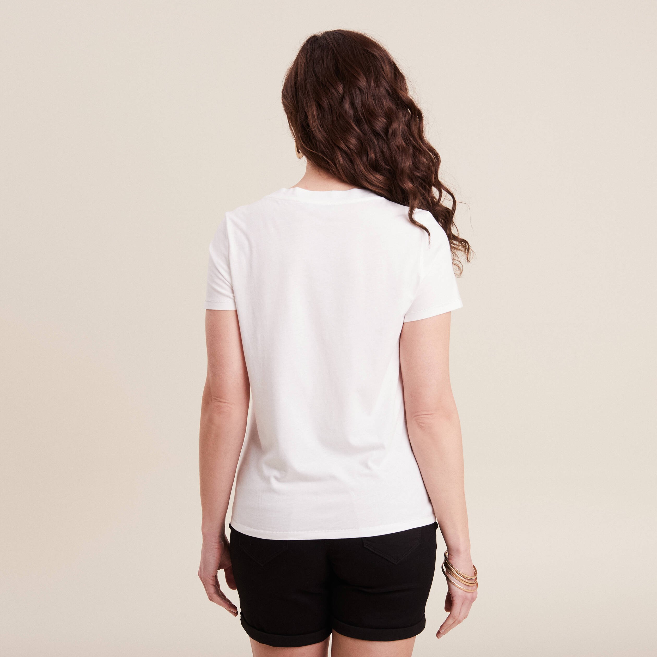t shirt manches courtes ecru femme T-shirt manches courtes ecru femme