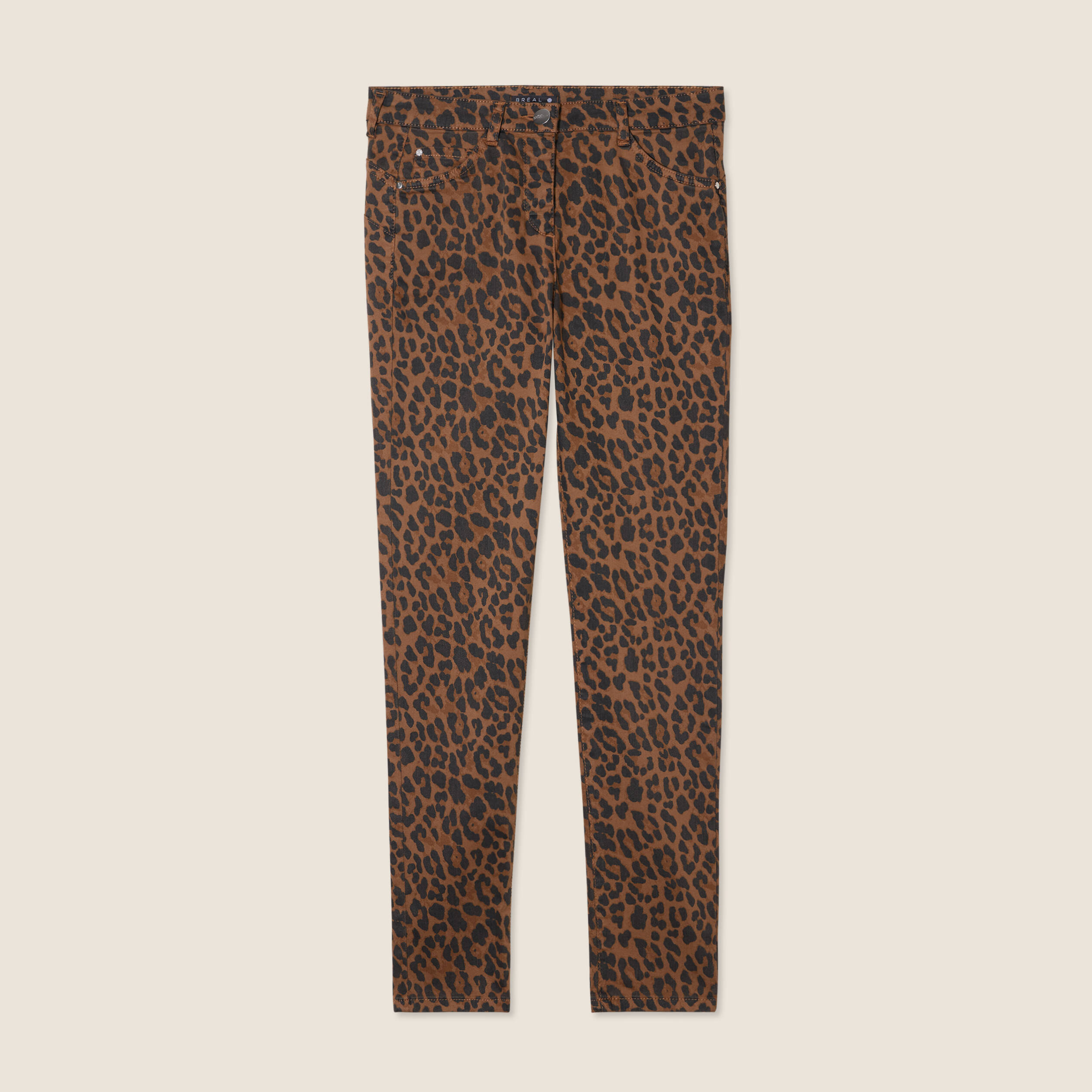 Pantalon léger taille standard 7/8ème marron cognac femme