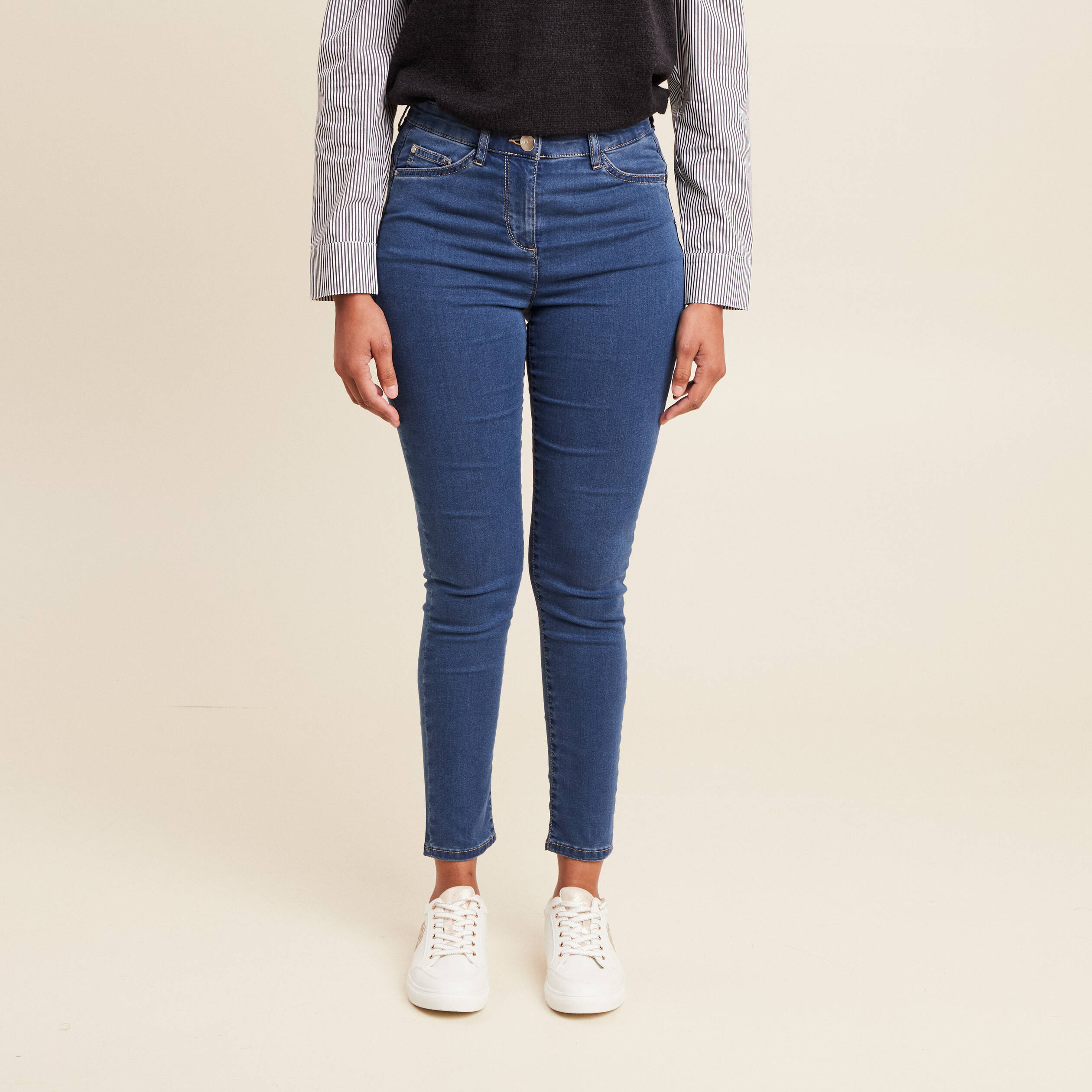 jeans leger taille standard 78eme denim double stone femme Jeans léger taille standard 7/8ème denim double stone femme