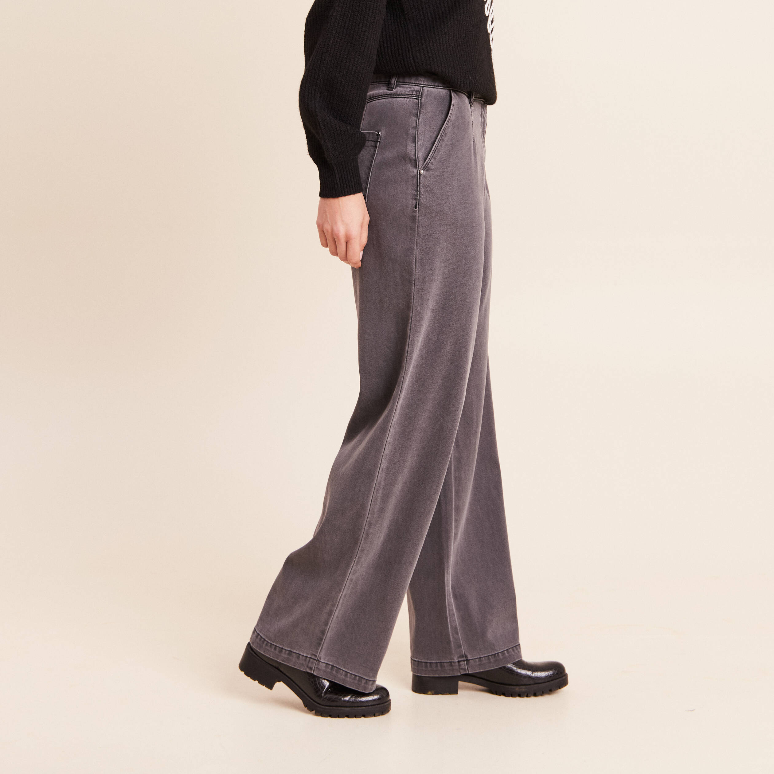 Jean denim gris femme