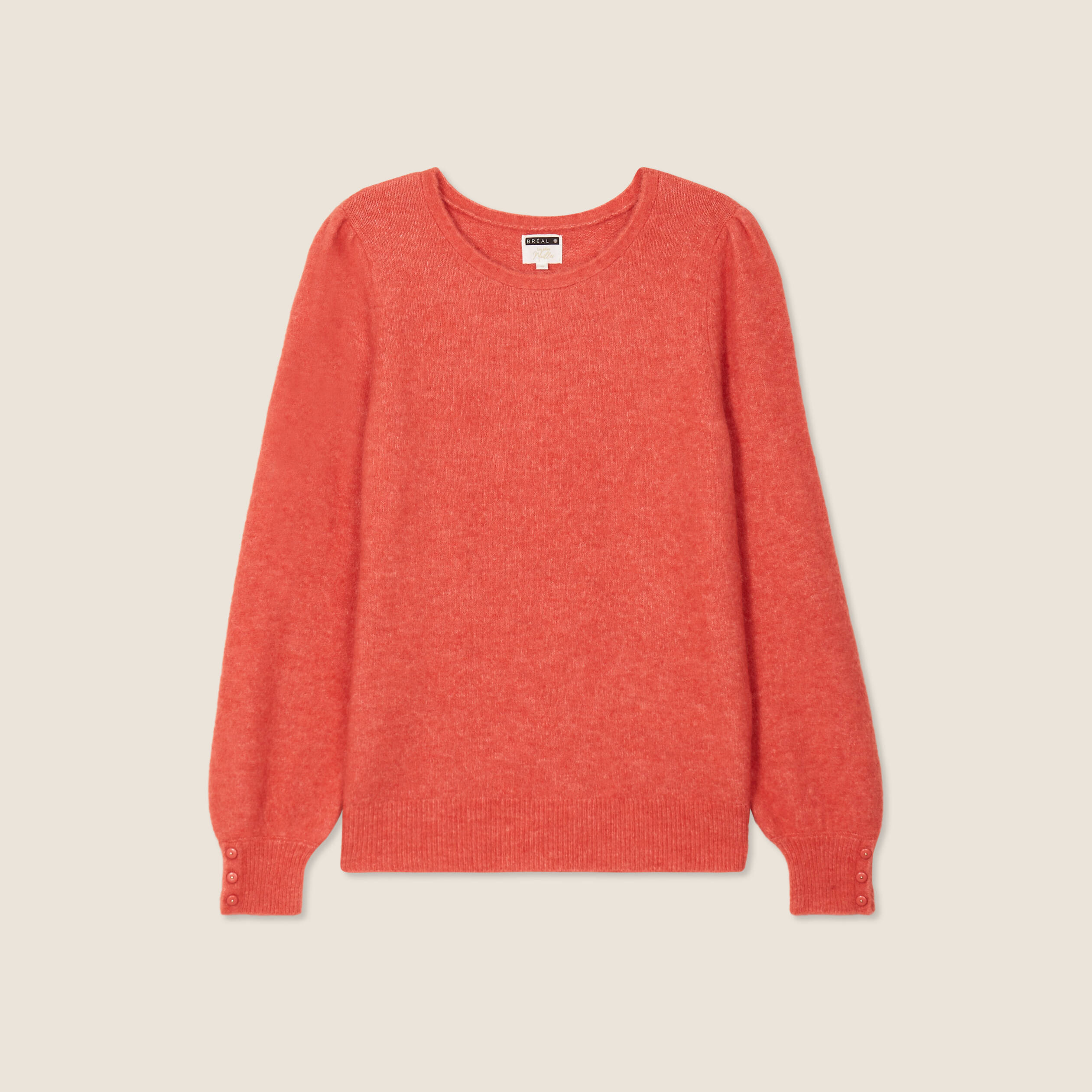 Bréal Pull Orange Femme Laine Mérinos Pulls Ã Col RoulÃ© Veste En