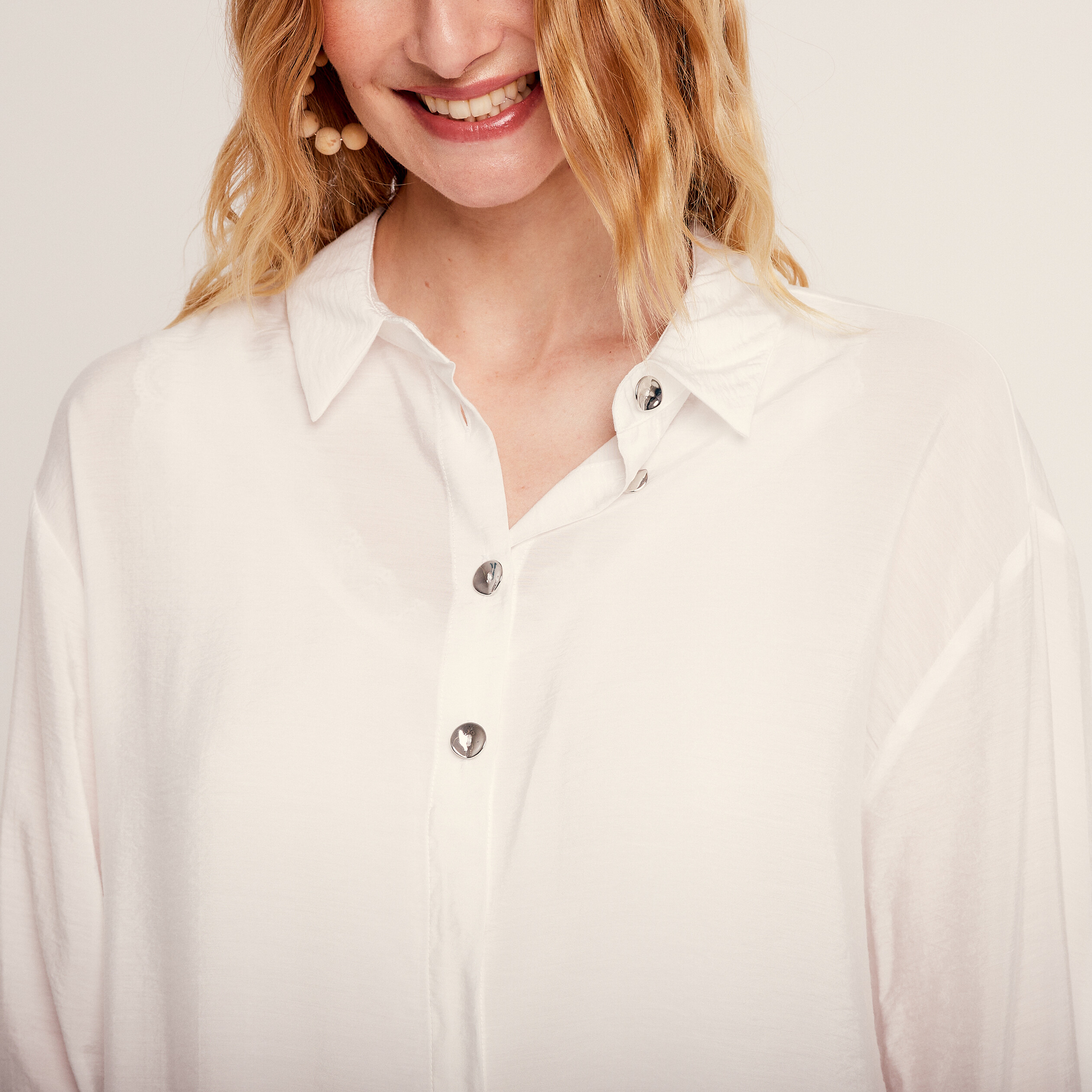 Chemise manches longues ecru femme