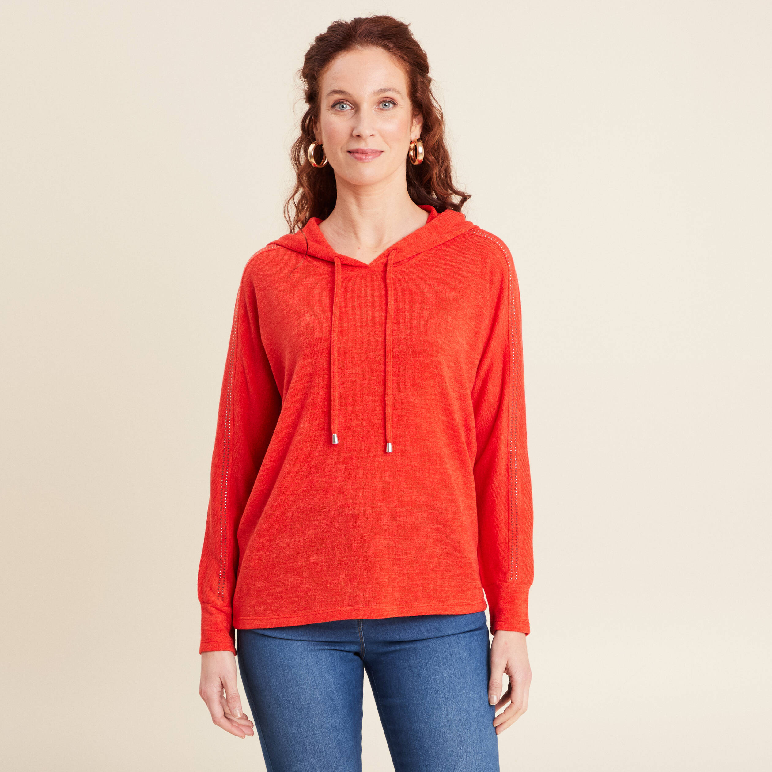 Sweat à capuche orange foncé femme