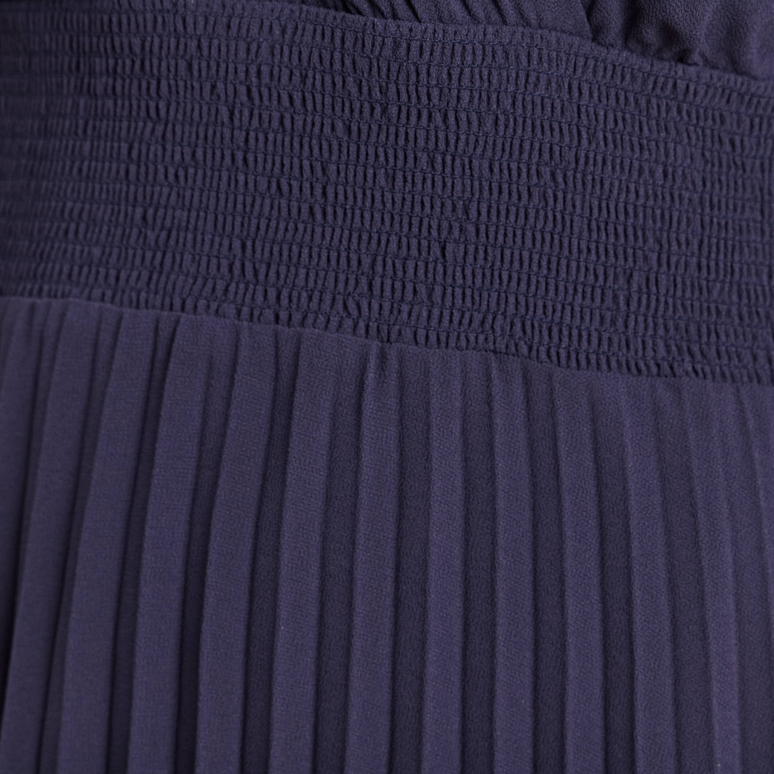 Robe longue &eacute;vas&eacute;e col v manches courtes bleu marine femme