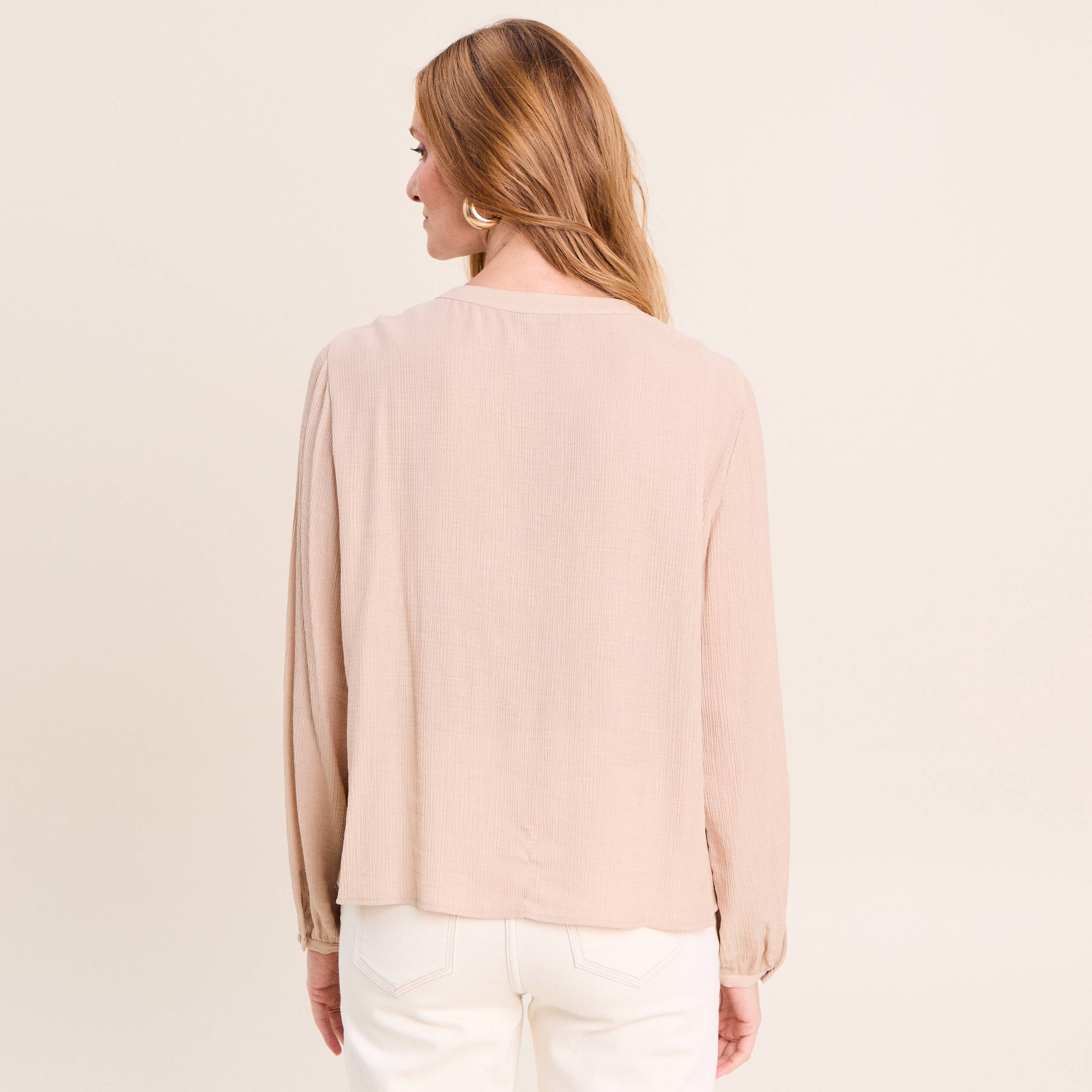 Chemise ample courte avec broderie sable femme