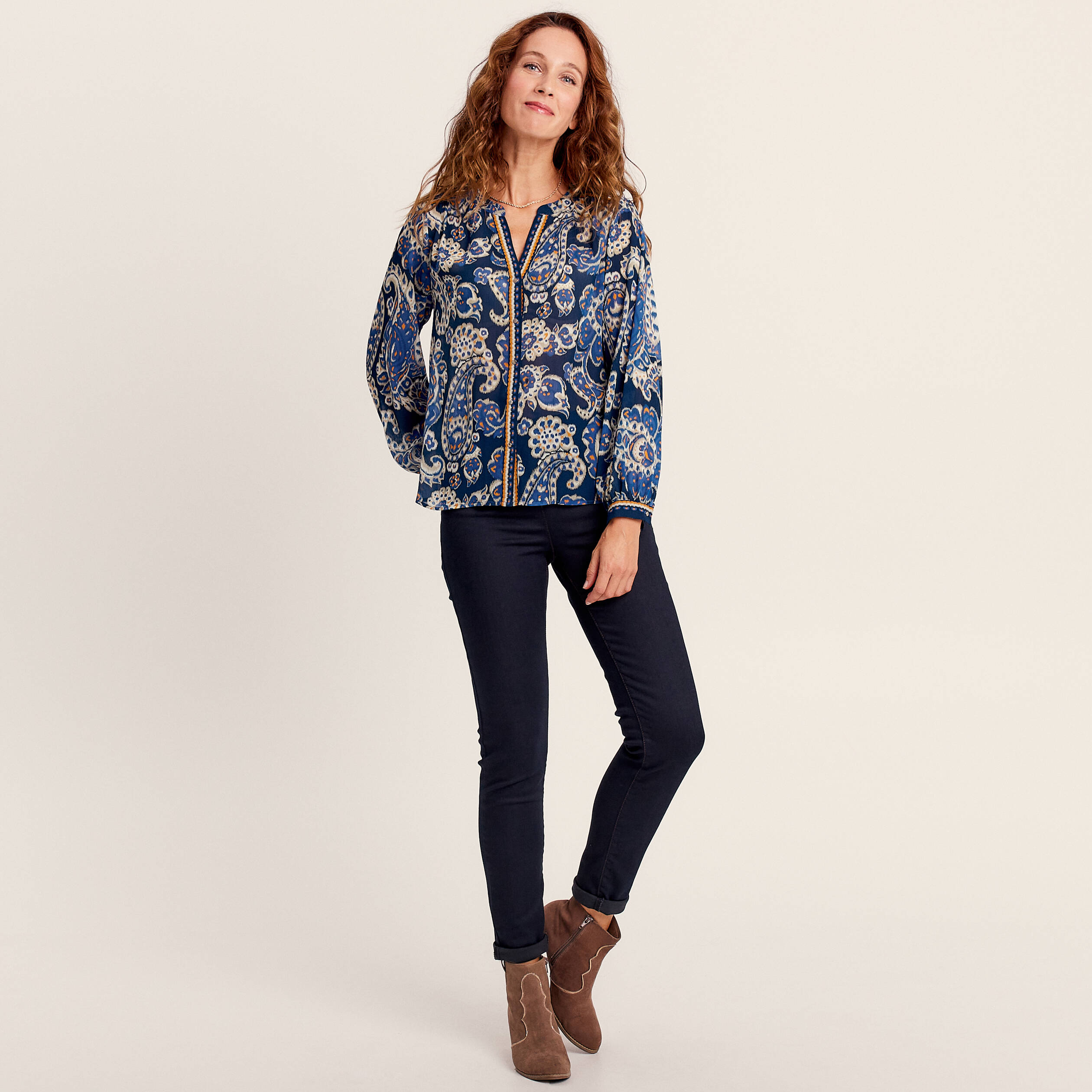 Blouse manches longues noir femme