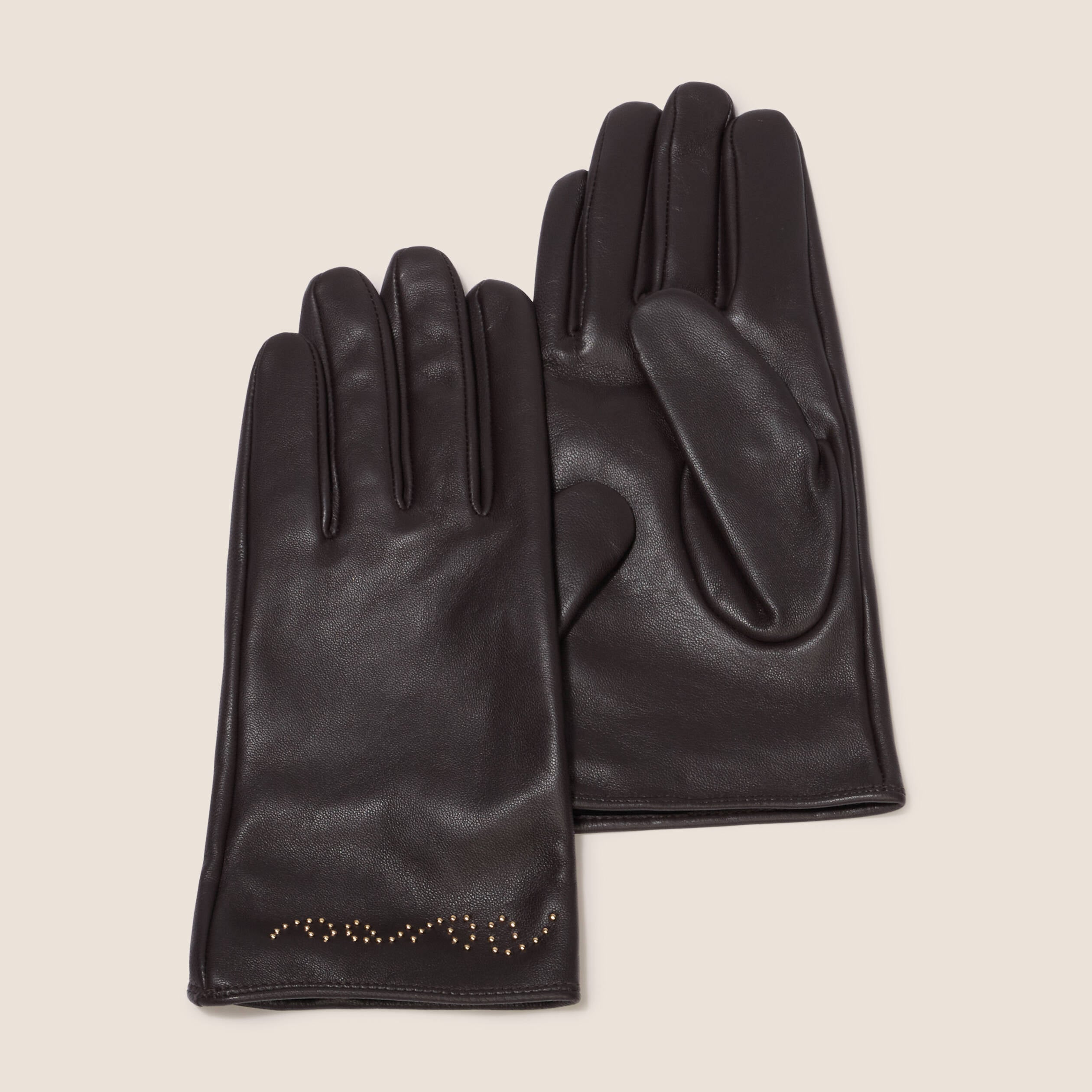 Gants doubl&eacute;s marron fonc&eacute; femme