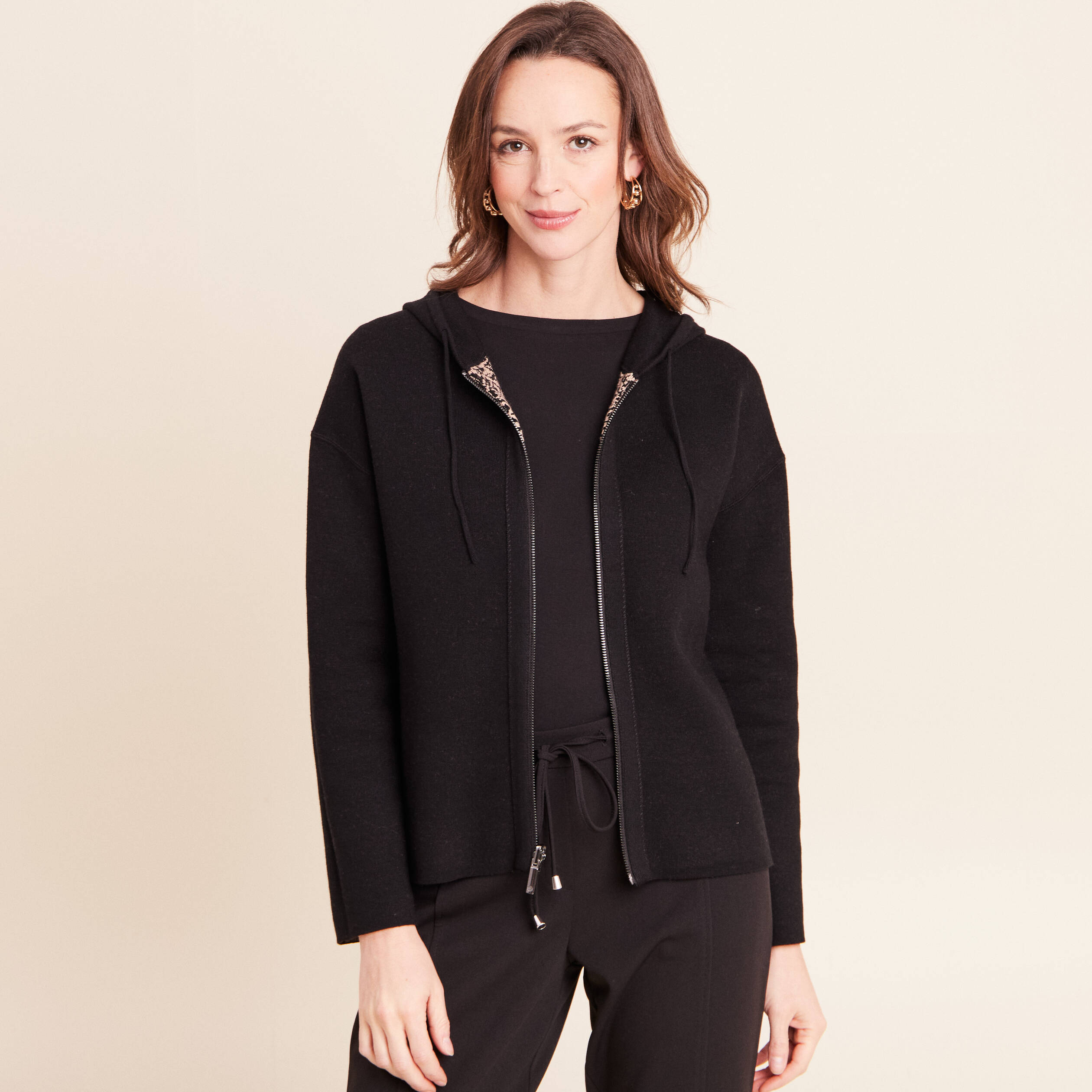 Sweat r&eacute;versible &agrave; capuche vert kaki femme