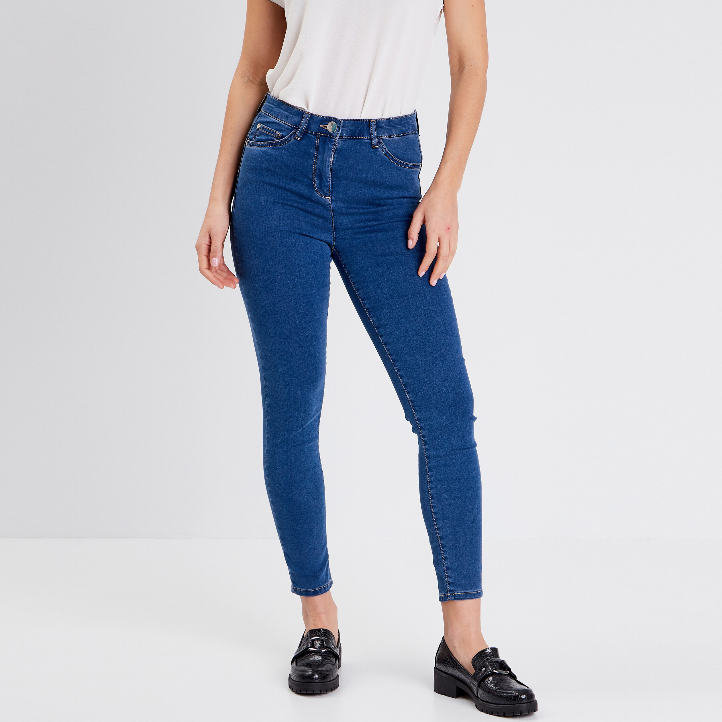 Jean magique Le L&eacute;ger ajust&eacute; 7/8&egrave;me denim double stone femme