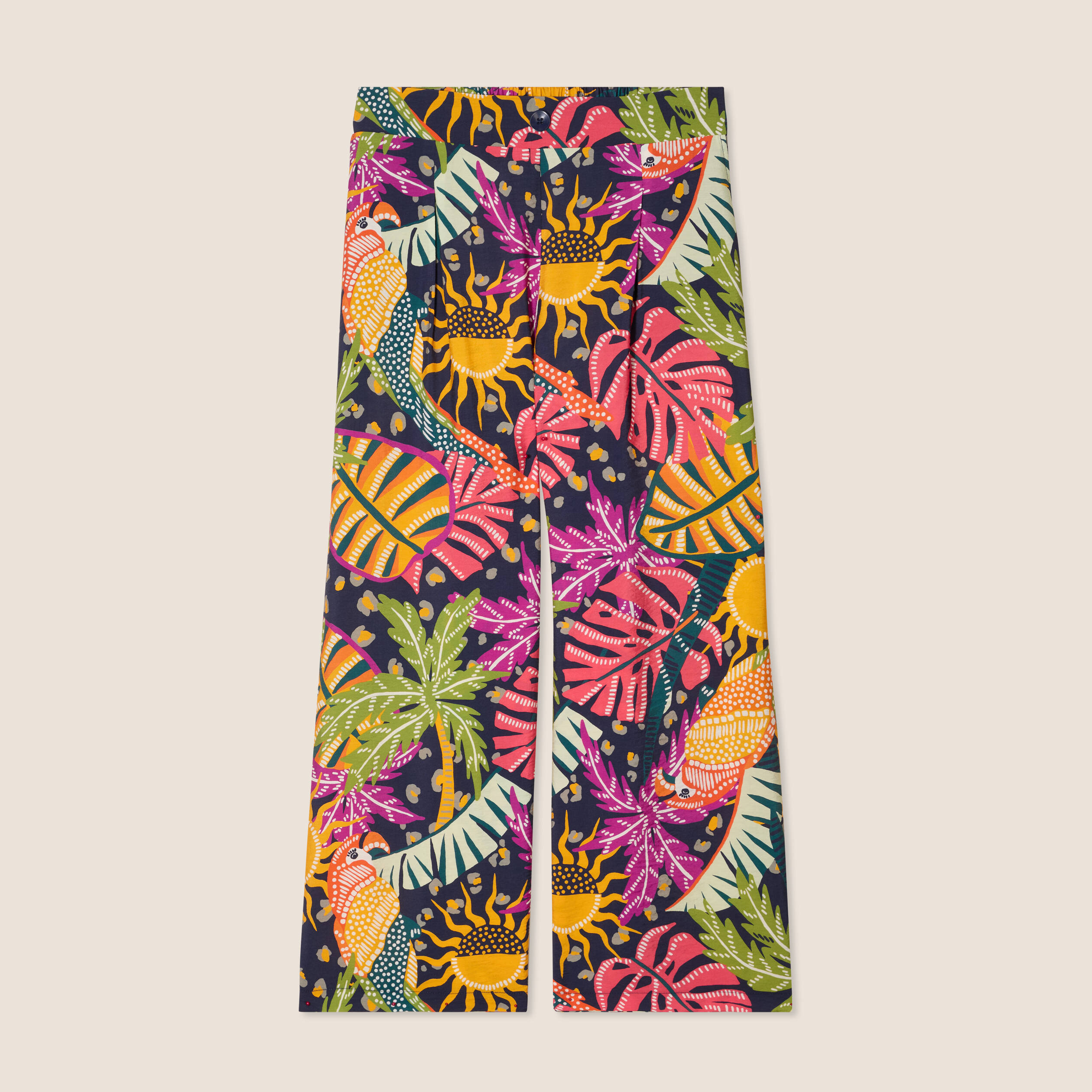 Pantalon flou large 7/8ème multicolore femme