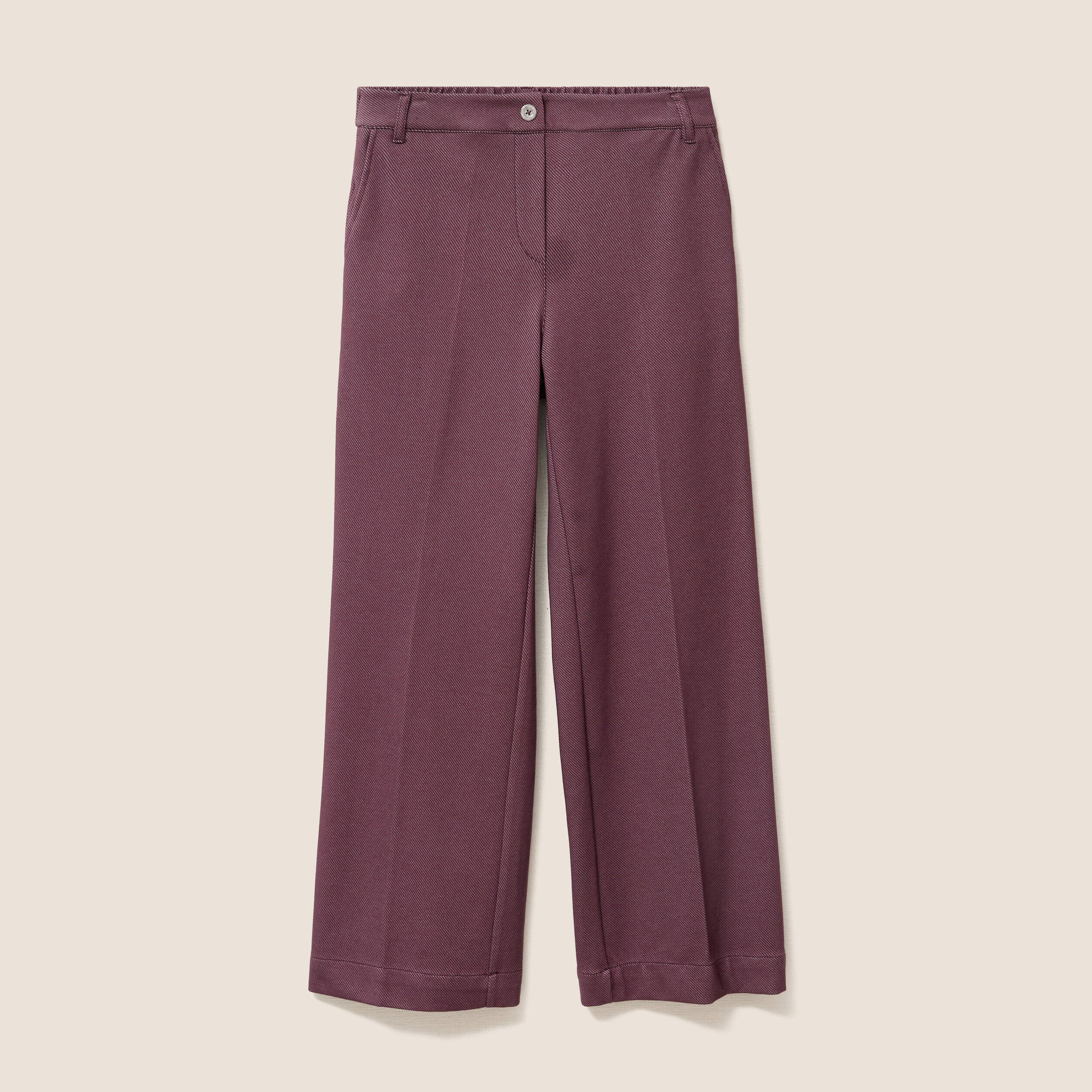 Jean large 7/8&egrave;me bordeaux femme