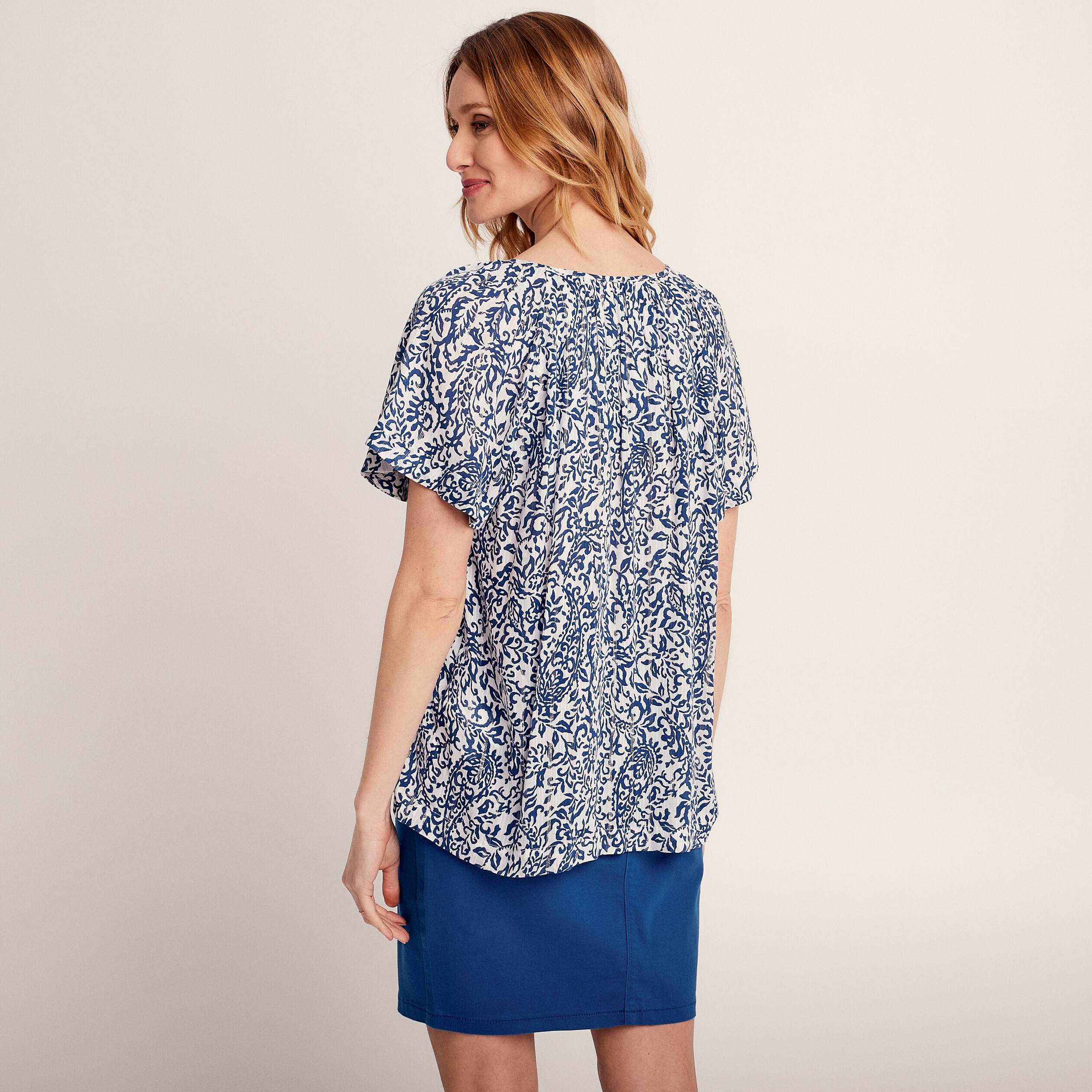 Blouse manches courtes blanc femme