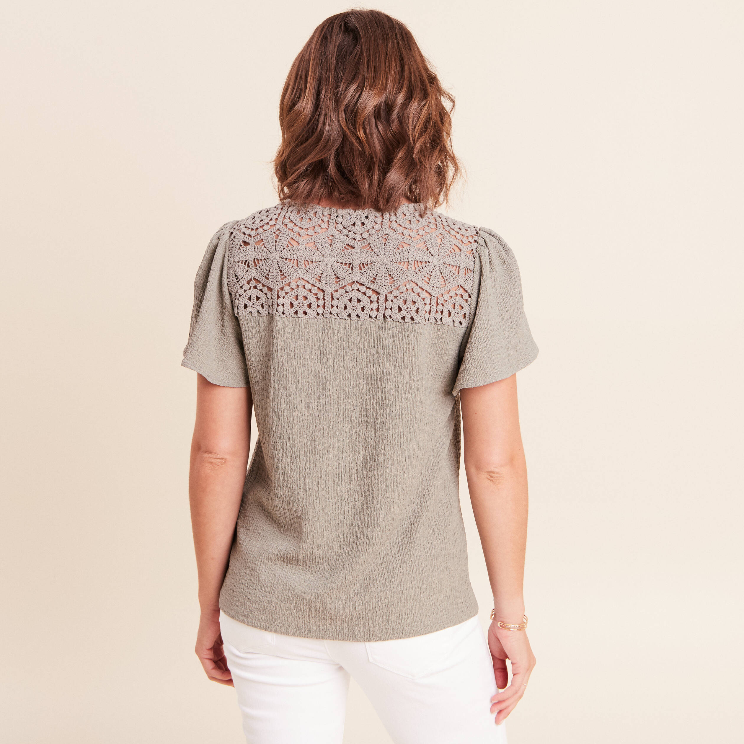T-shirt manches courtes vert clair femme
