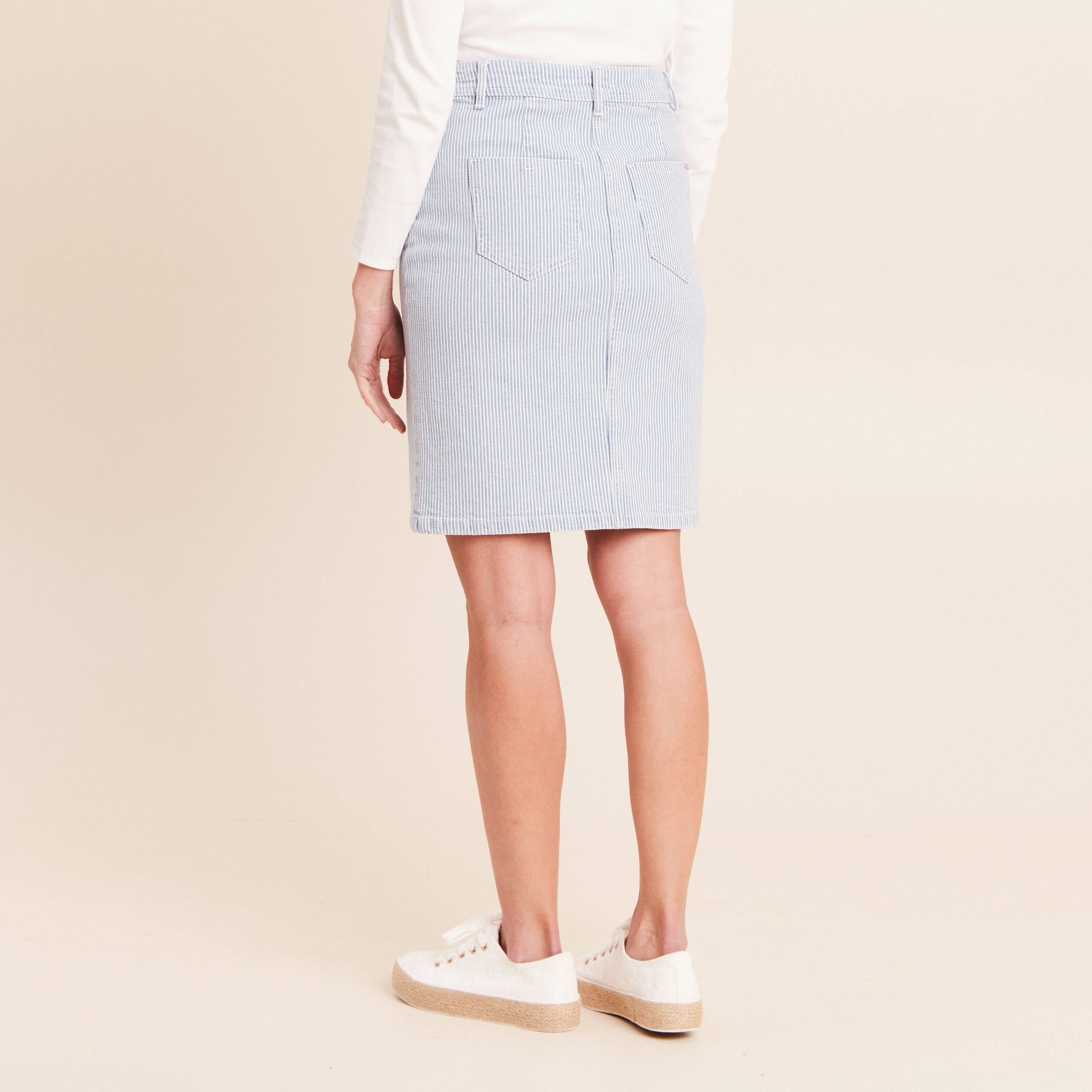 Jupe taille haute bleu femme