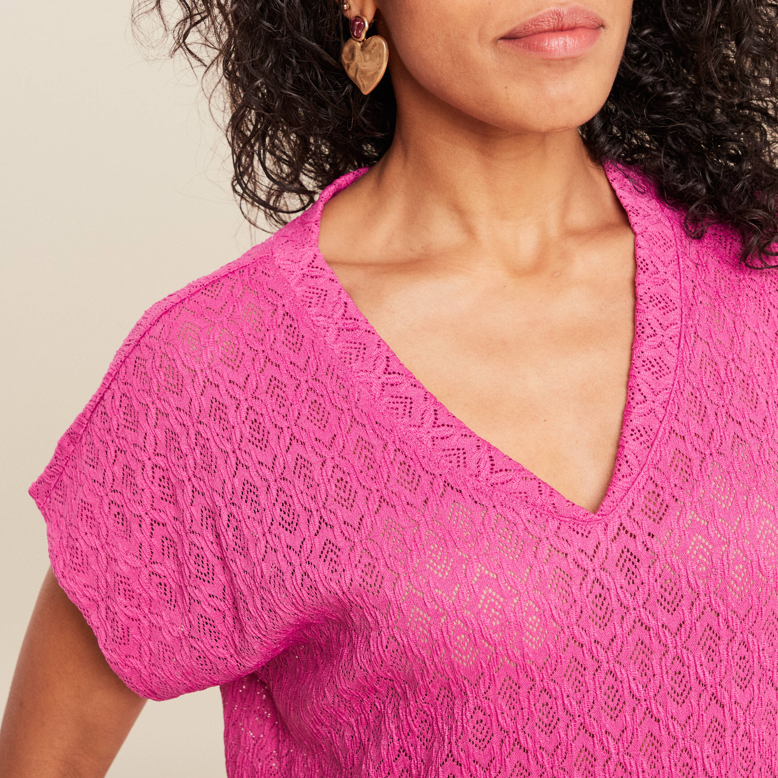 T-shirt manches courtes rose femme