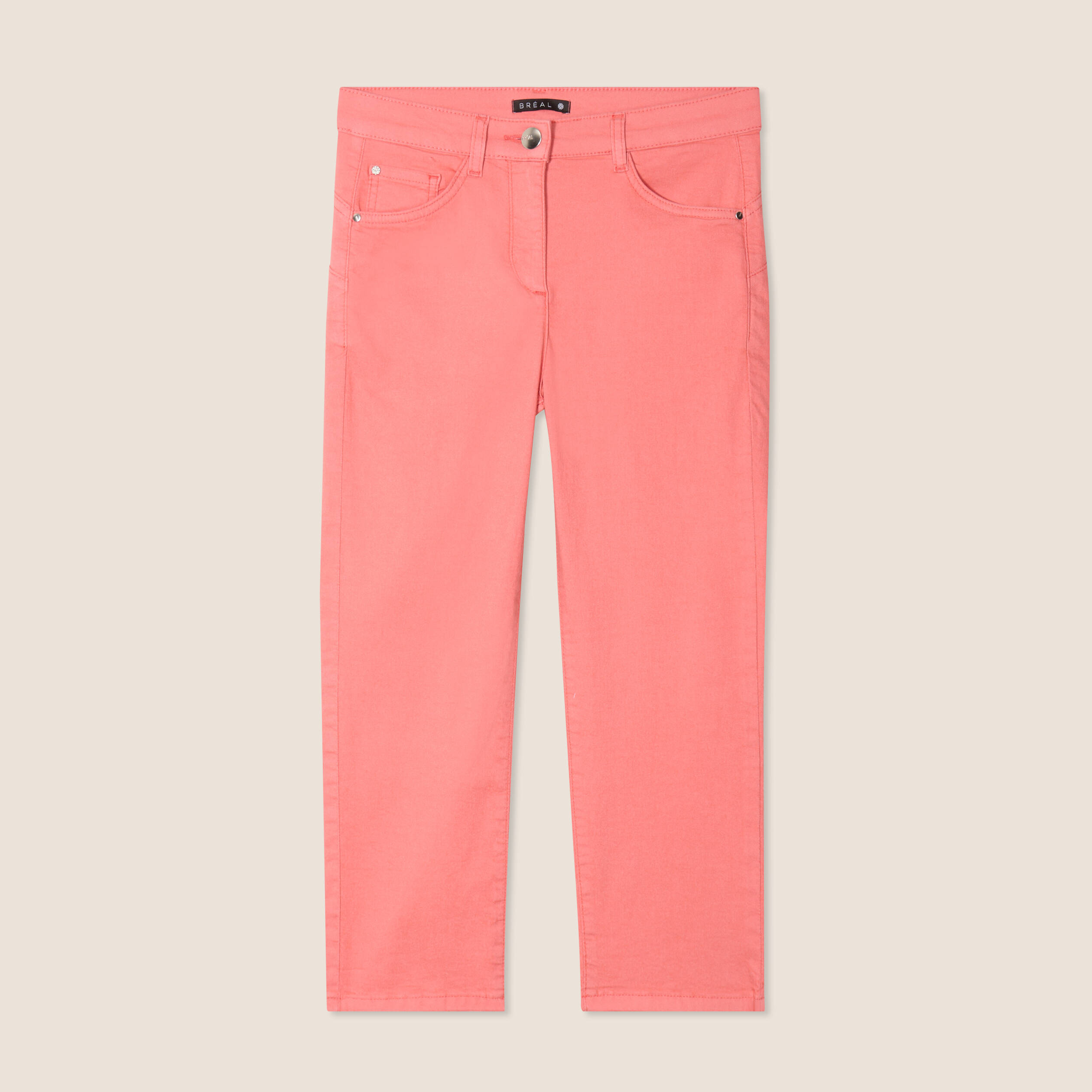 Pantacourt droit taille standard rose vif femme
