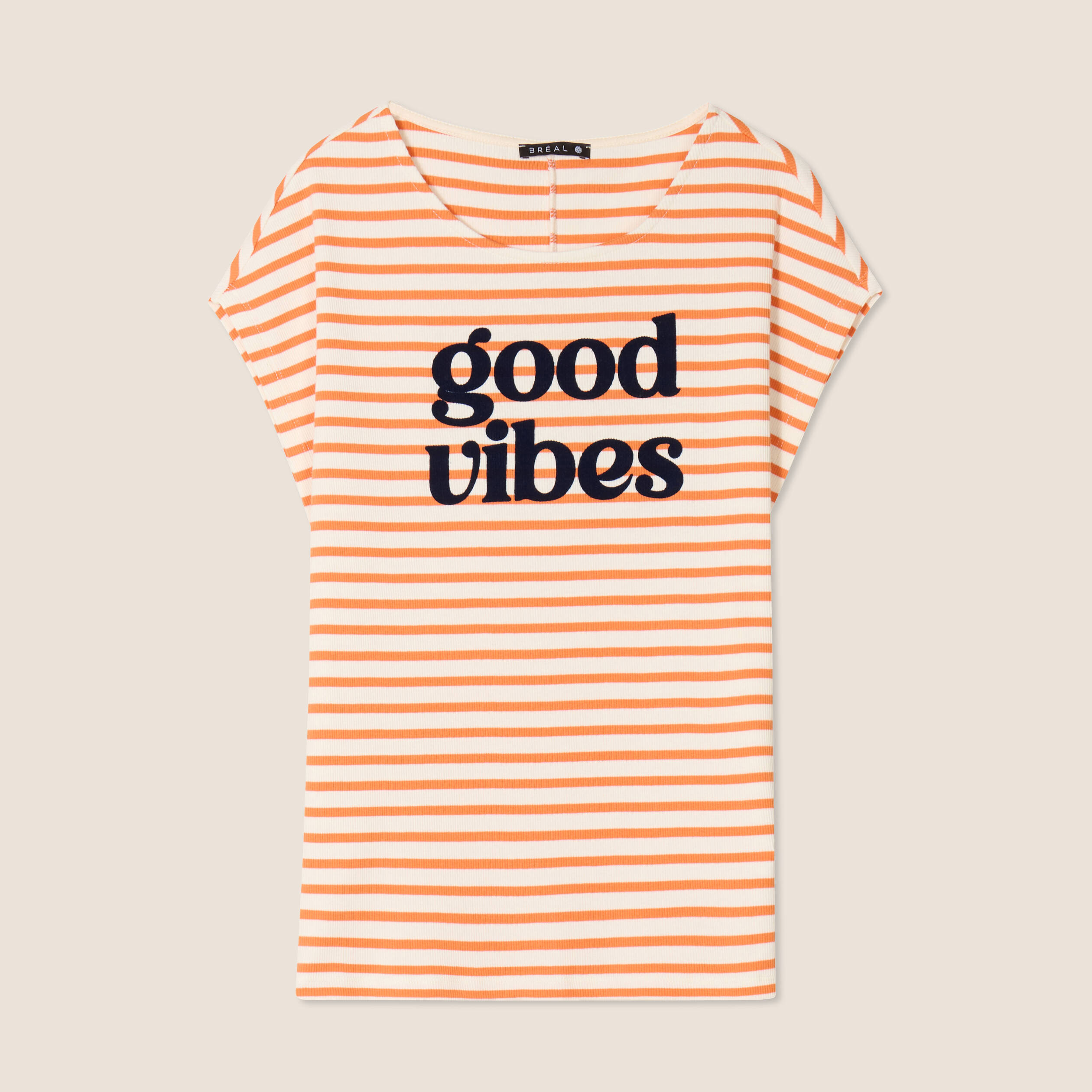 T-shirt manches courtes orange abricot femme
