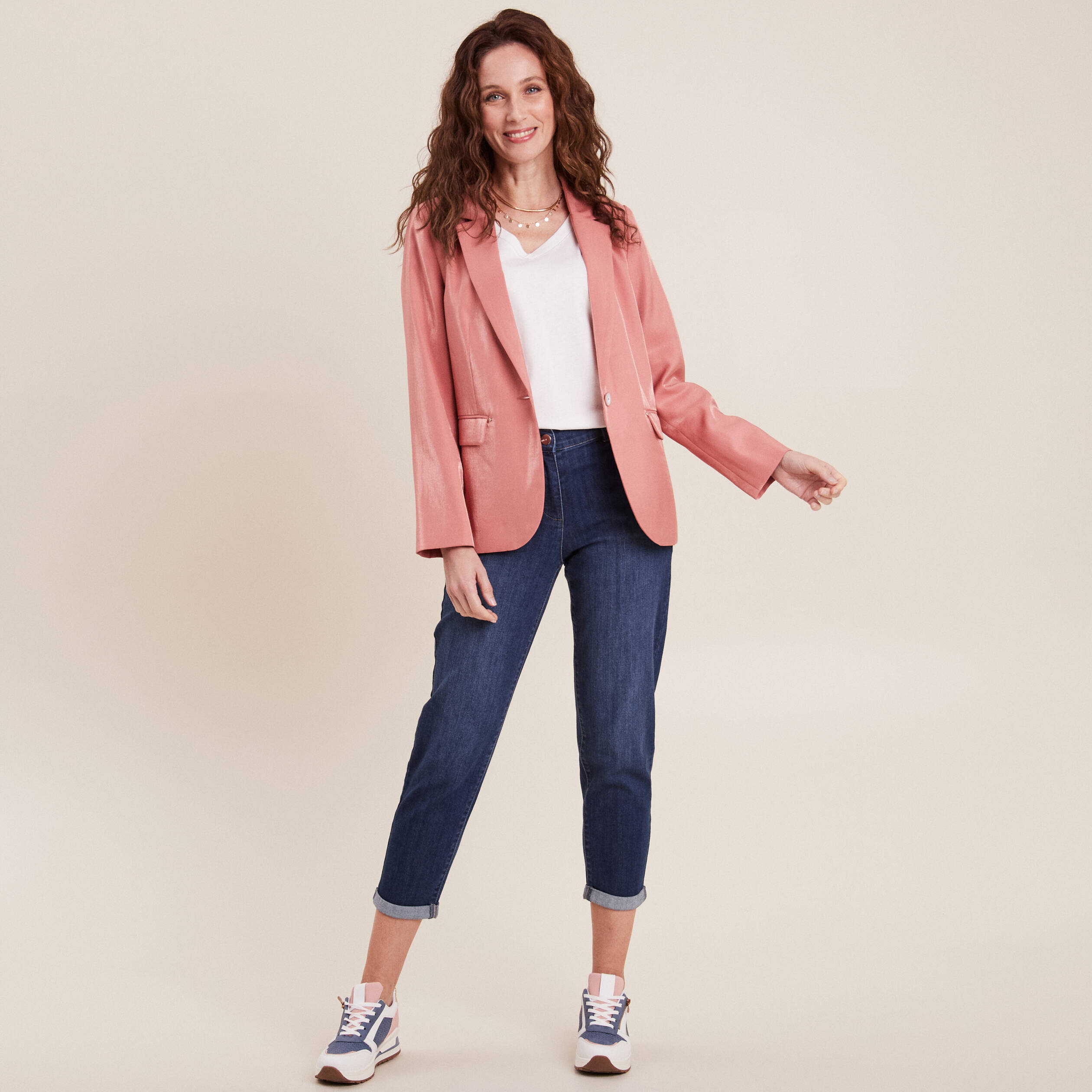 Veste tailleur irisé terracotta femme