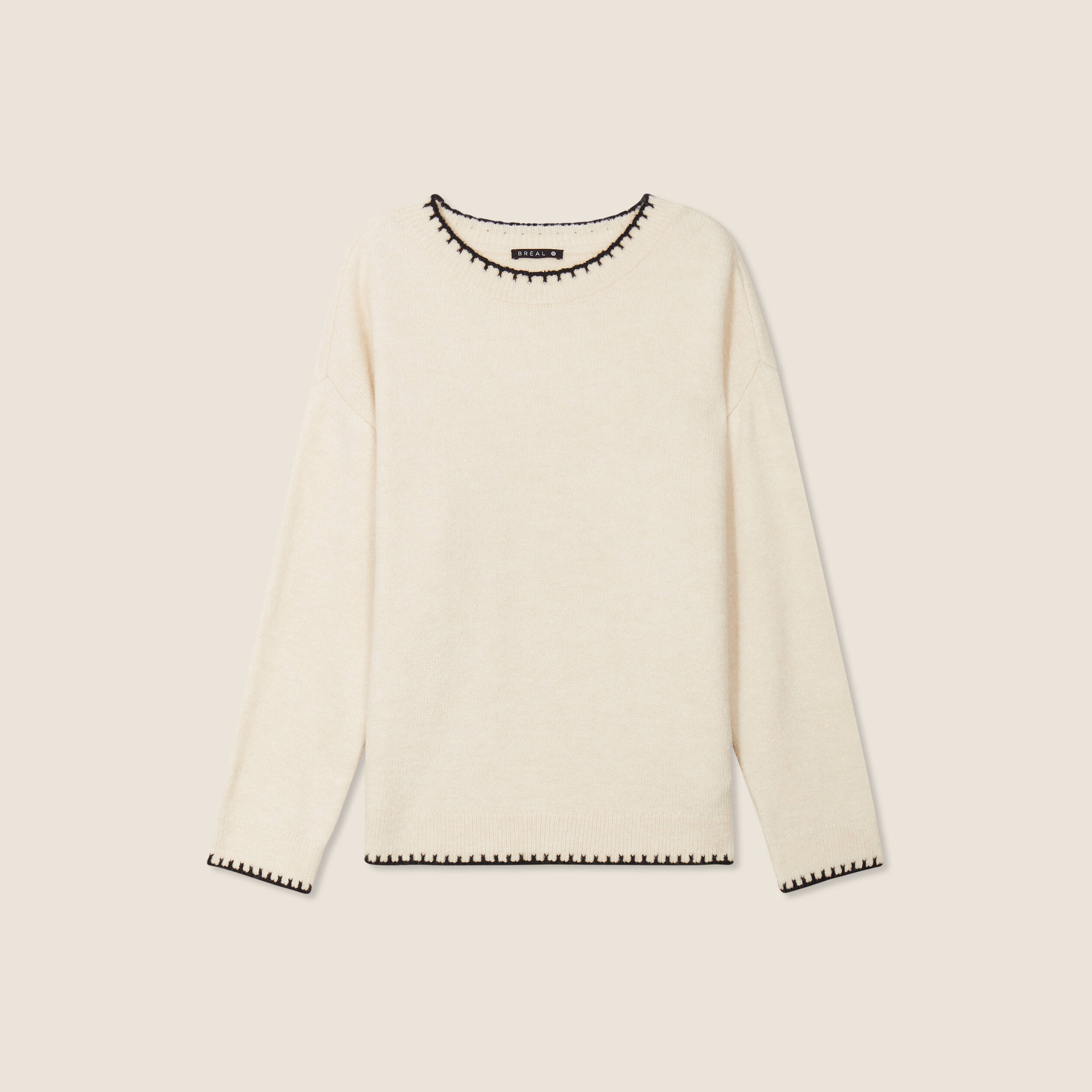 Pull manches longues ecru femme