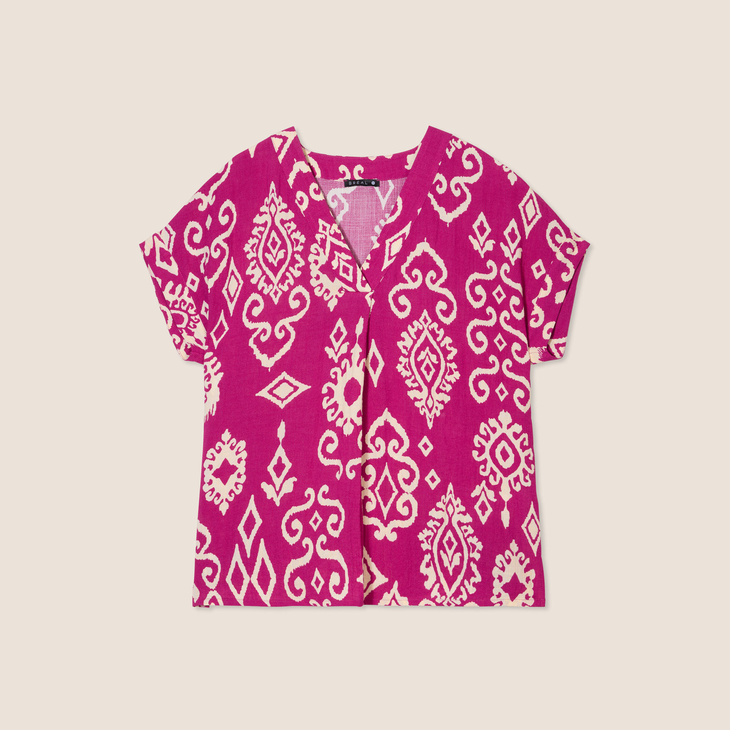 Blouse manches courtes rose fushia femme