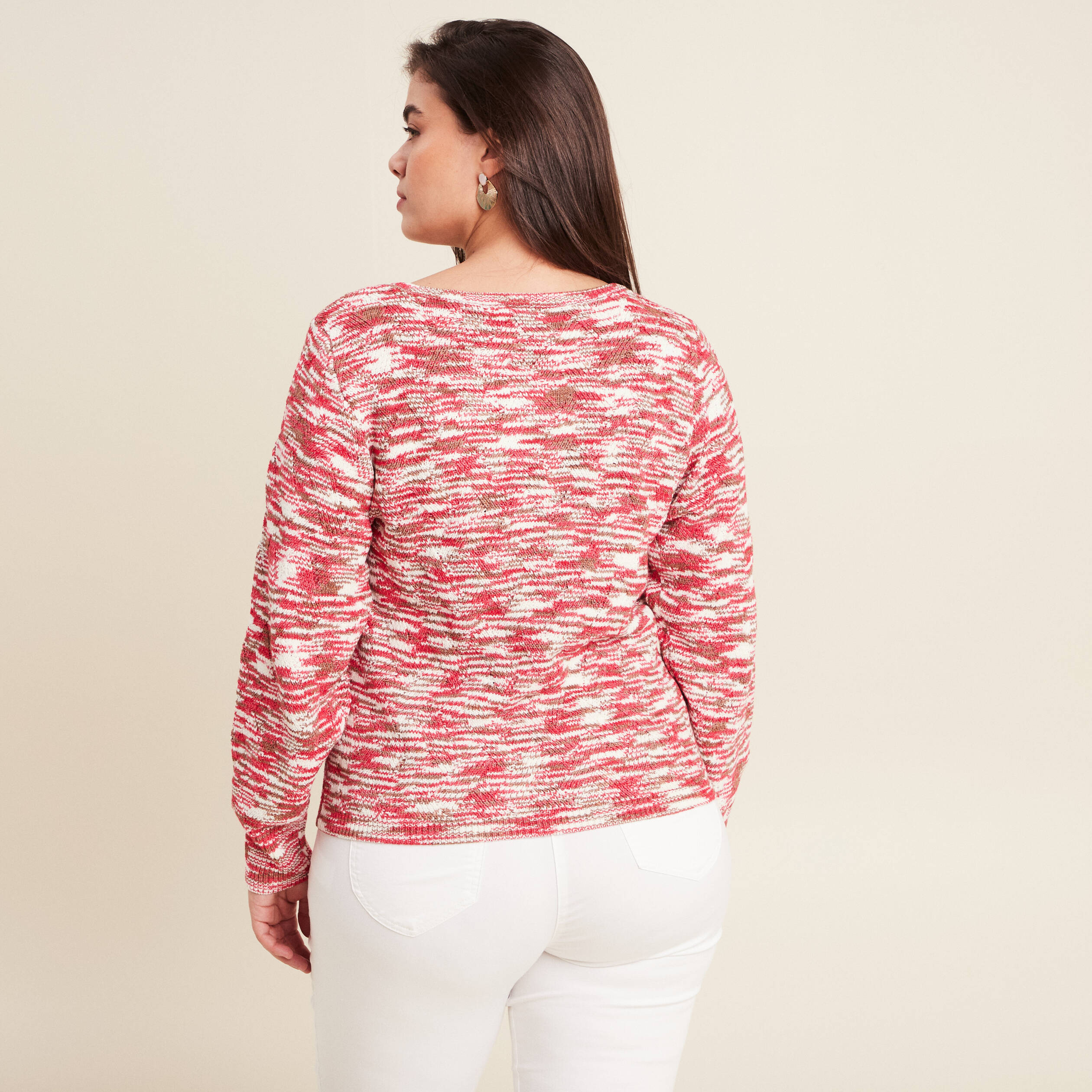 Pull manches longues rose fushia femme