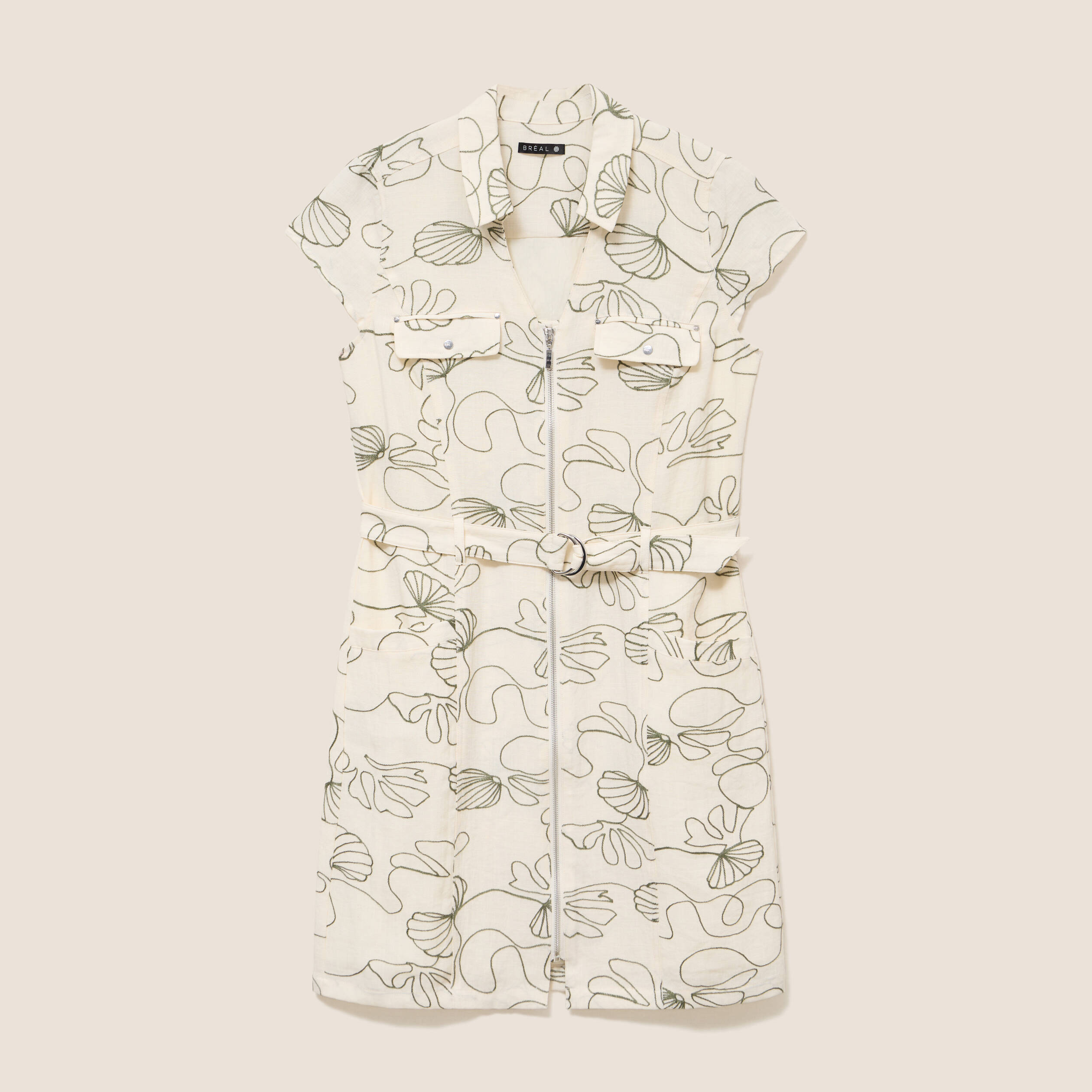 Robe droite courte manches tr&egrave;s courtes vert femme