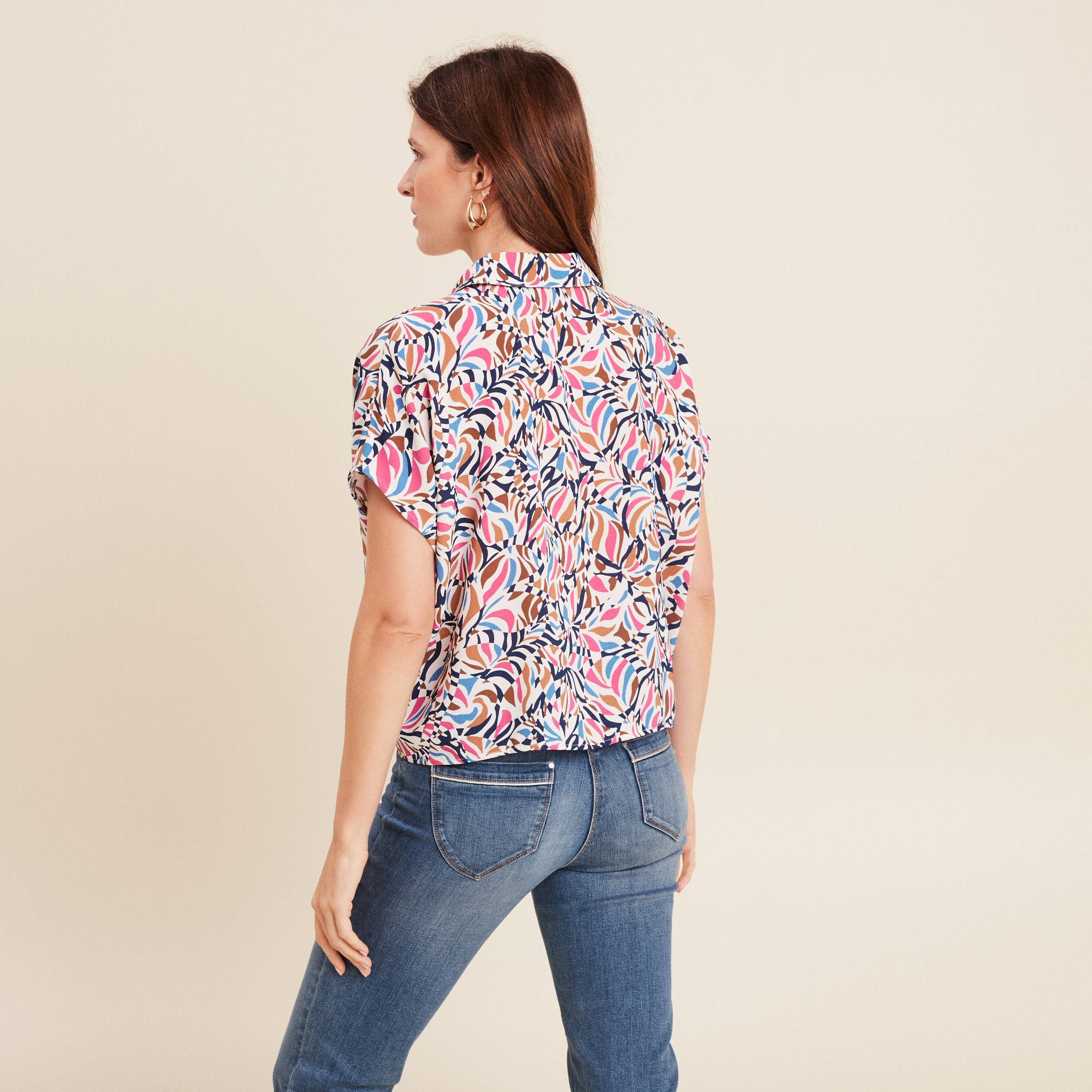chemise manches courtes fluide bleu femme Chemise manches courtes fluide bleu femme