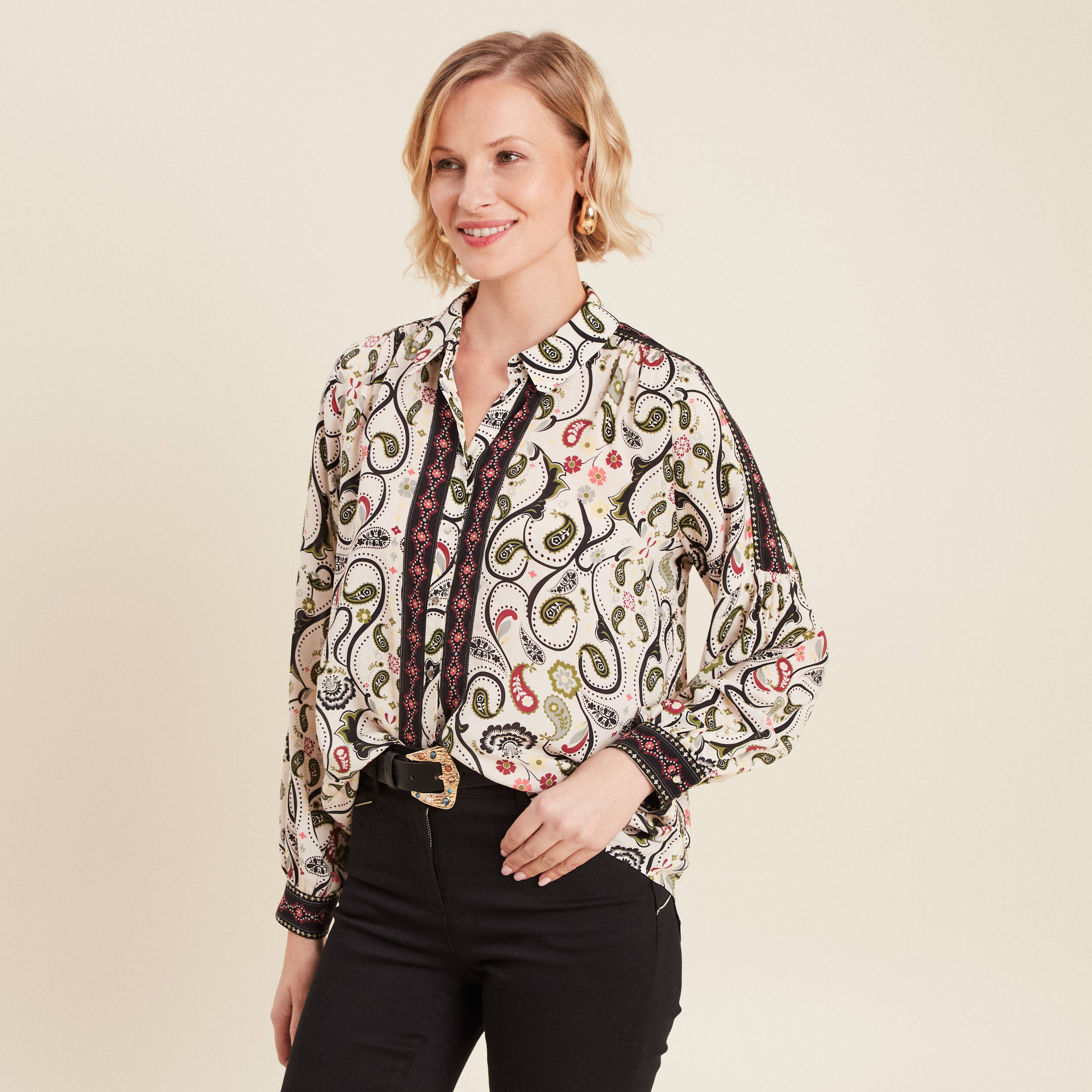 Chemise manches longues blanc femme