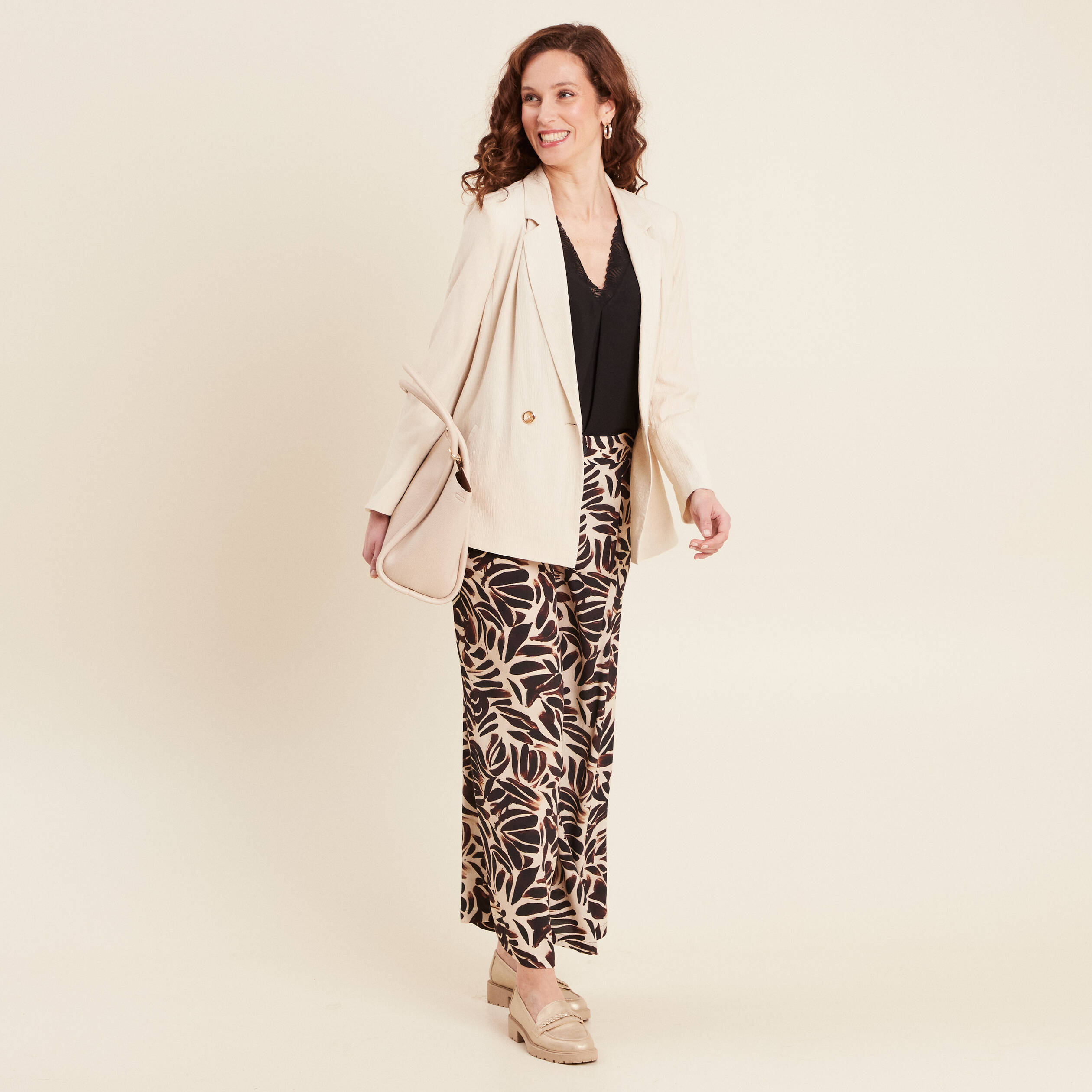 Veste tailleur fluide ivoire femme