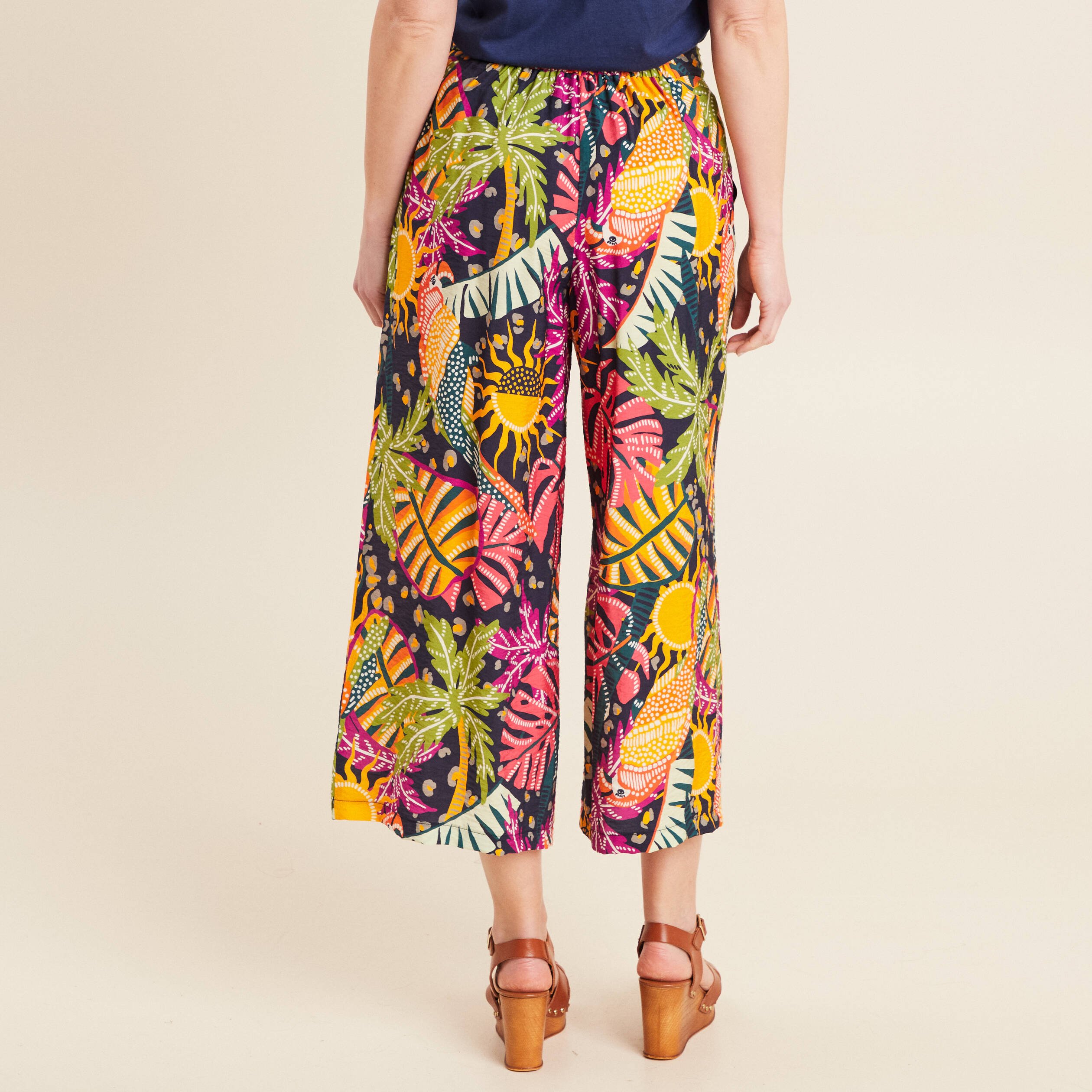 Pantalon flou large 7/8ème multicolore femme