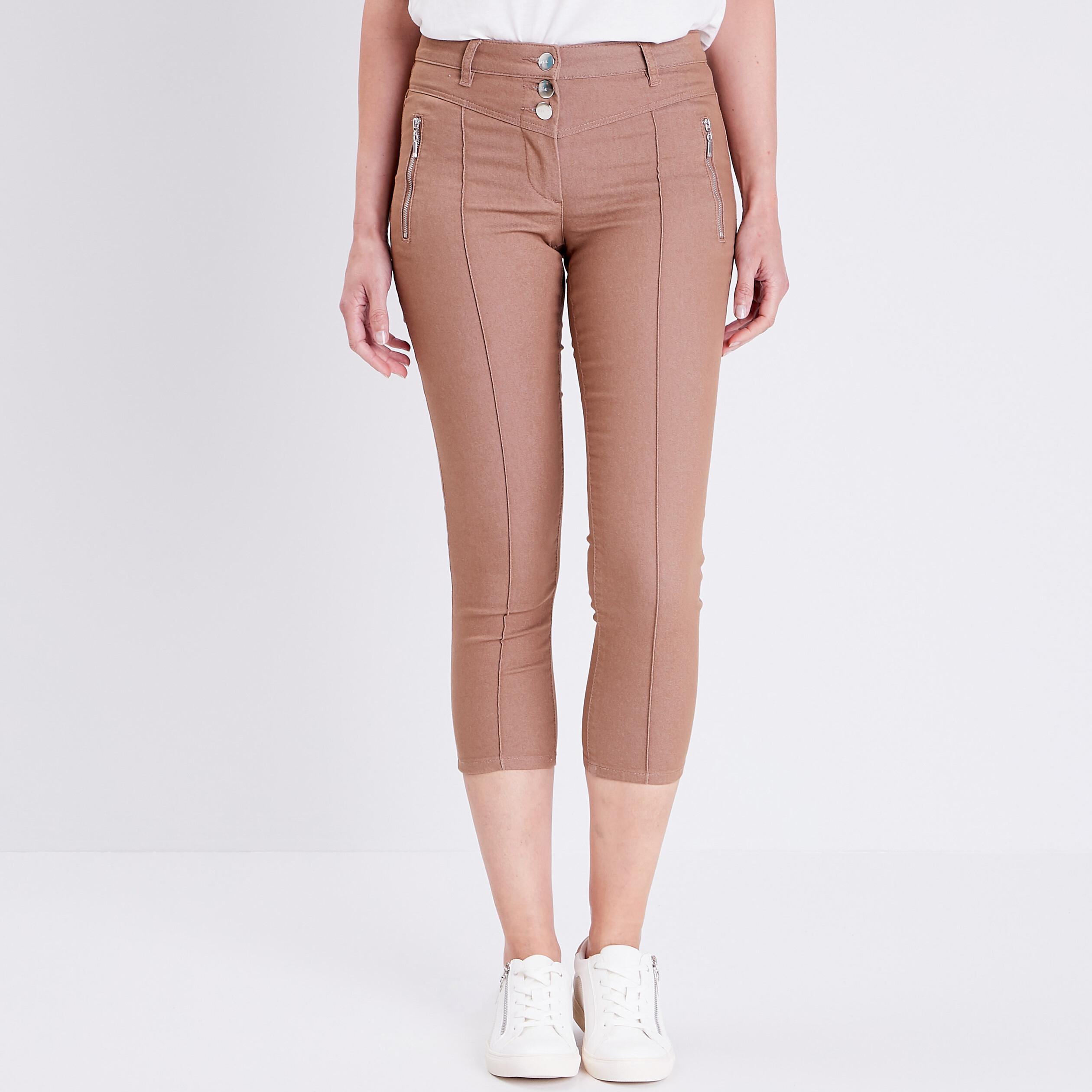 Pantacourt taille standard marron femme