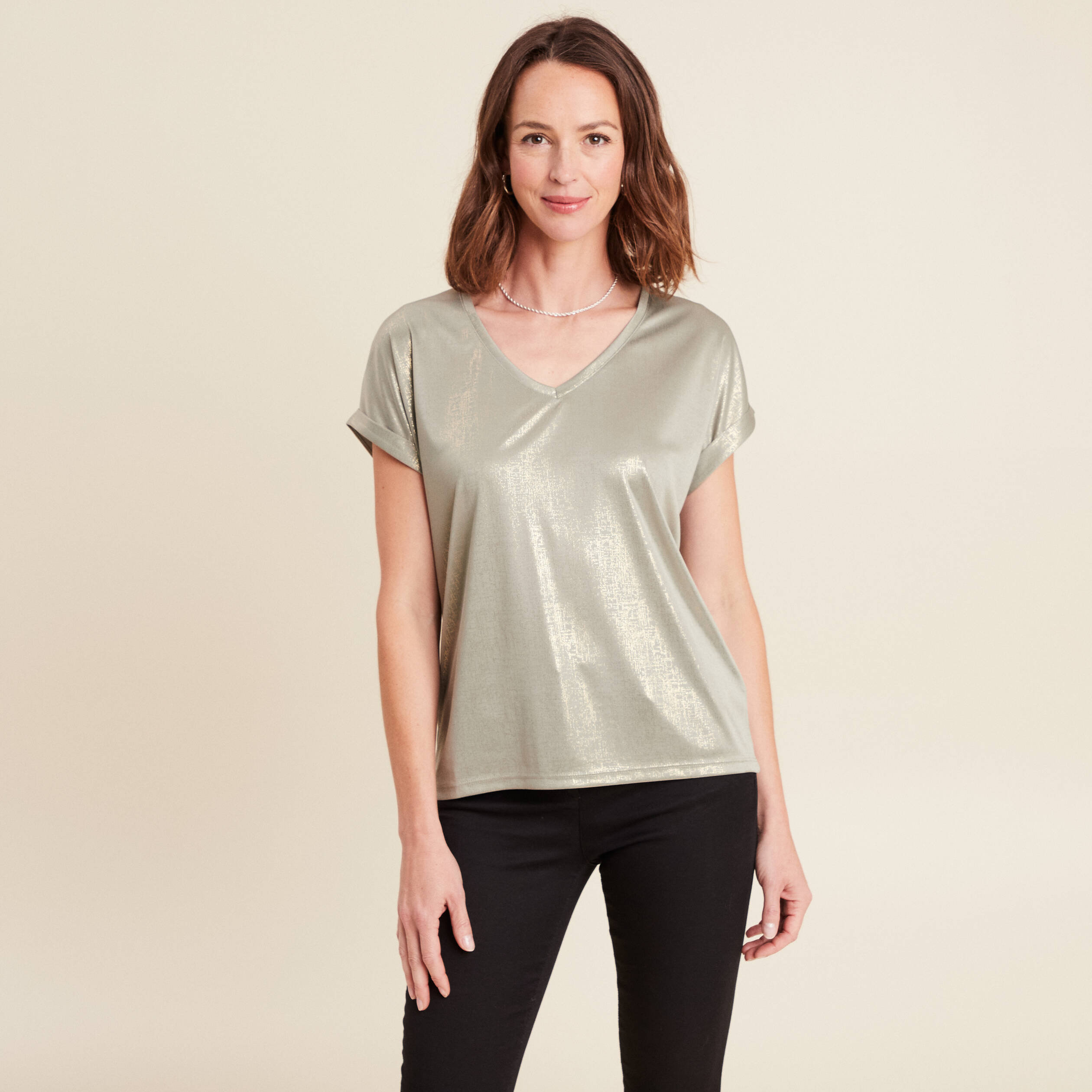 t shirt manches courtes vert clair femme T-shirt manches courtes vert clair femme