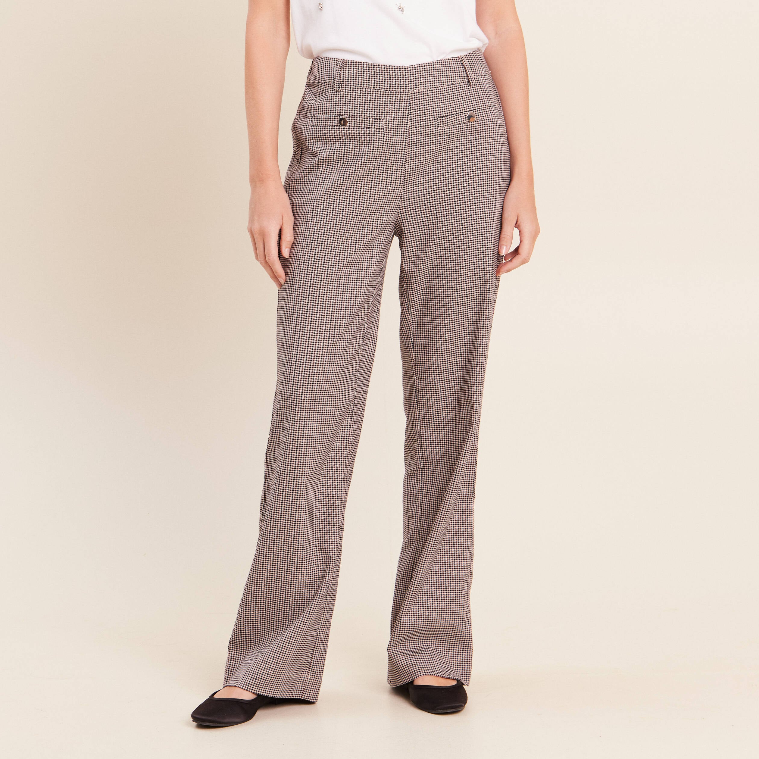 Pantalon 7/8e taille standard marron femme