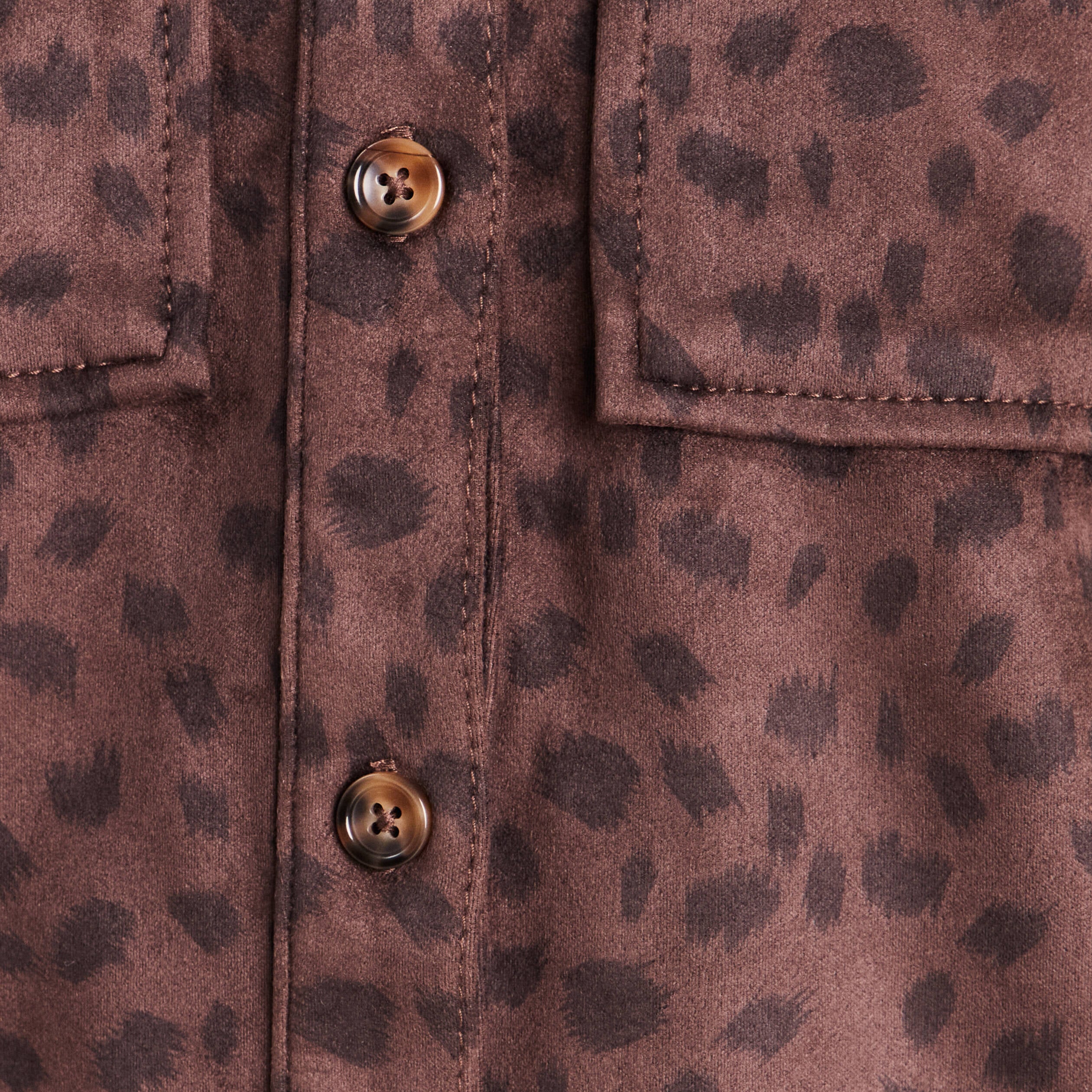 Chemise droite manches longues marron fonc&eacute; femme