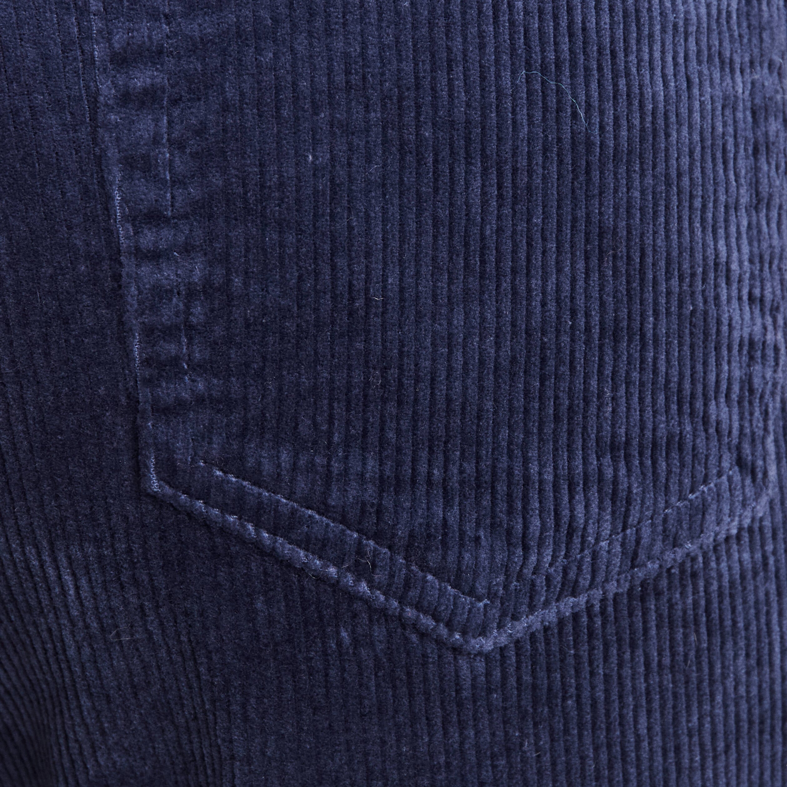 Pantalon large velours c&ocirc;tel&eacute; bleu marine femme