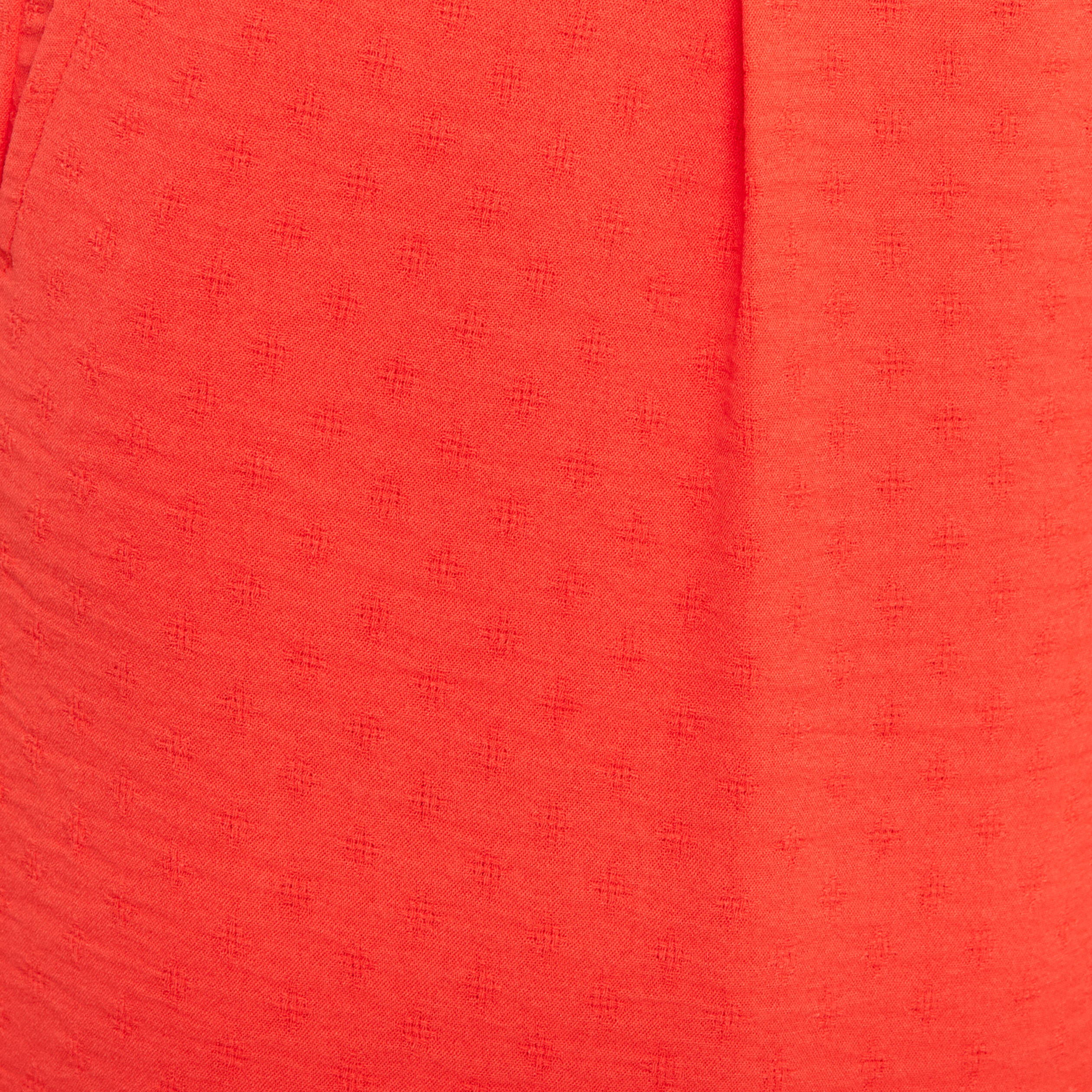 Pantalon large &eacute;lastiqu&eacute; orange femme