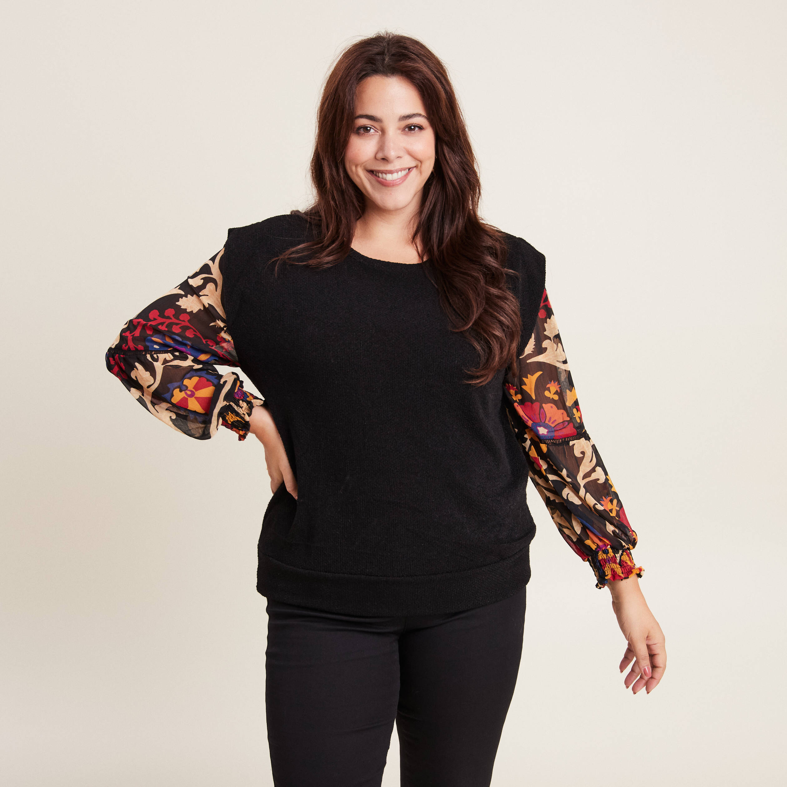 T-shirt manches longues noir femme