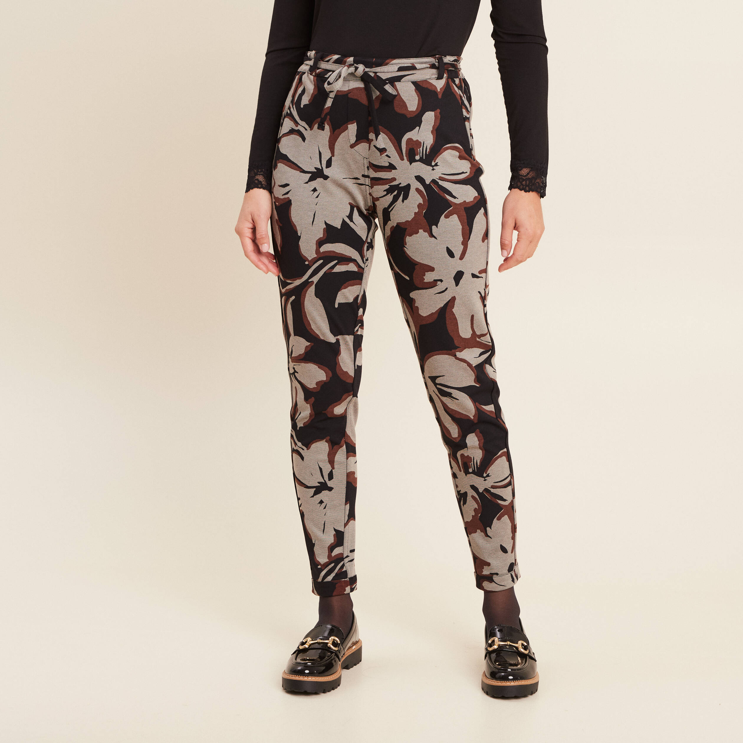 Pantalon jogging réversible marron clair femme
