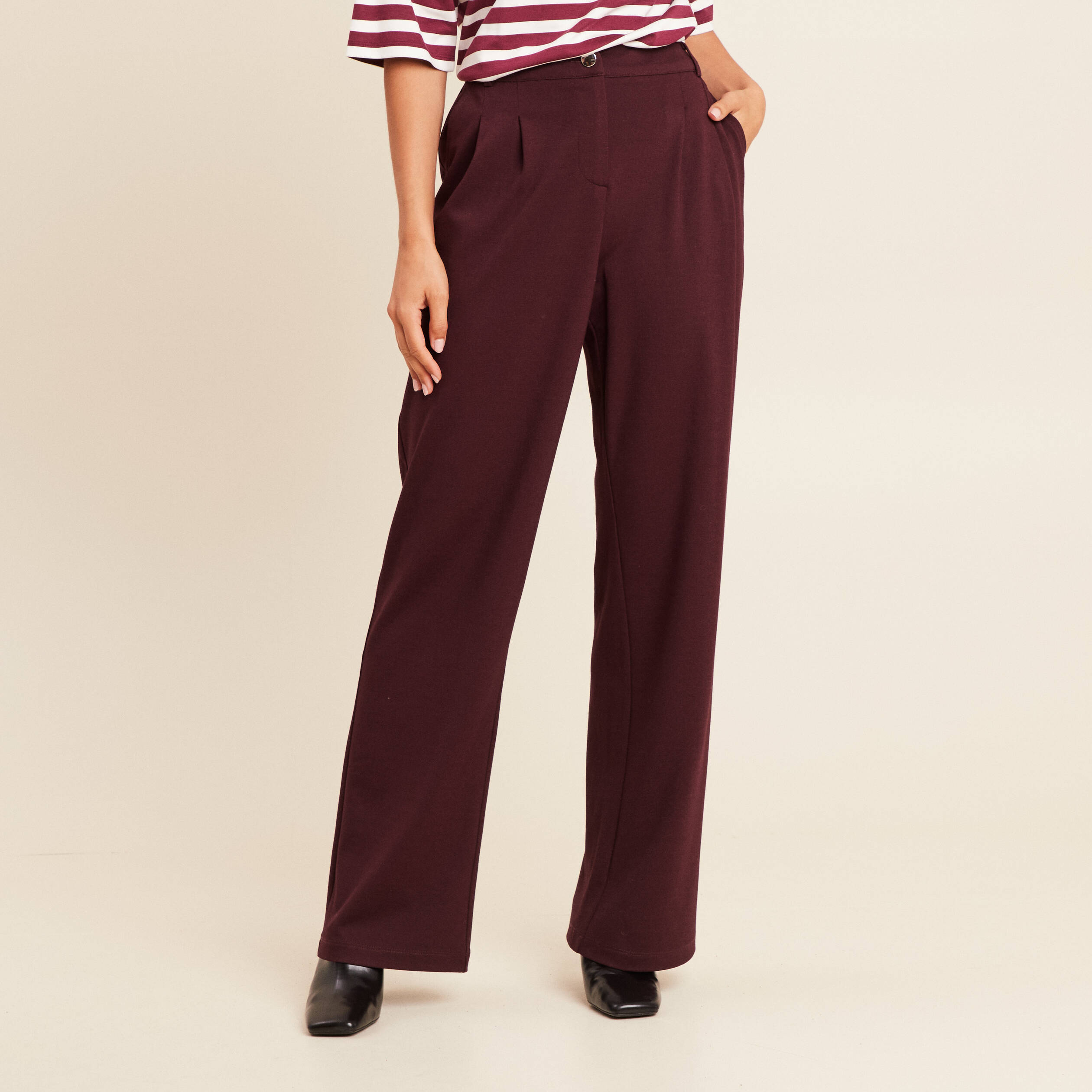 Pantalon Large Bordeaux Sinequanone Taille 38 - Polyester - Occasion Très Bon état - Multi-occasions